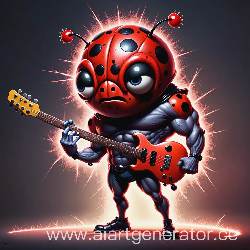 Electric-Guitarist-with-Ladybug-Head-Emitting-Sparks