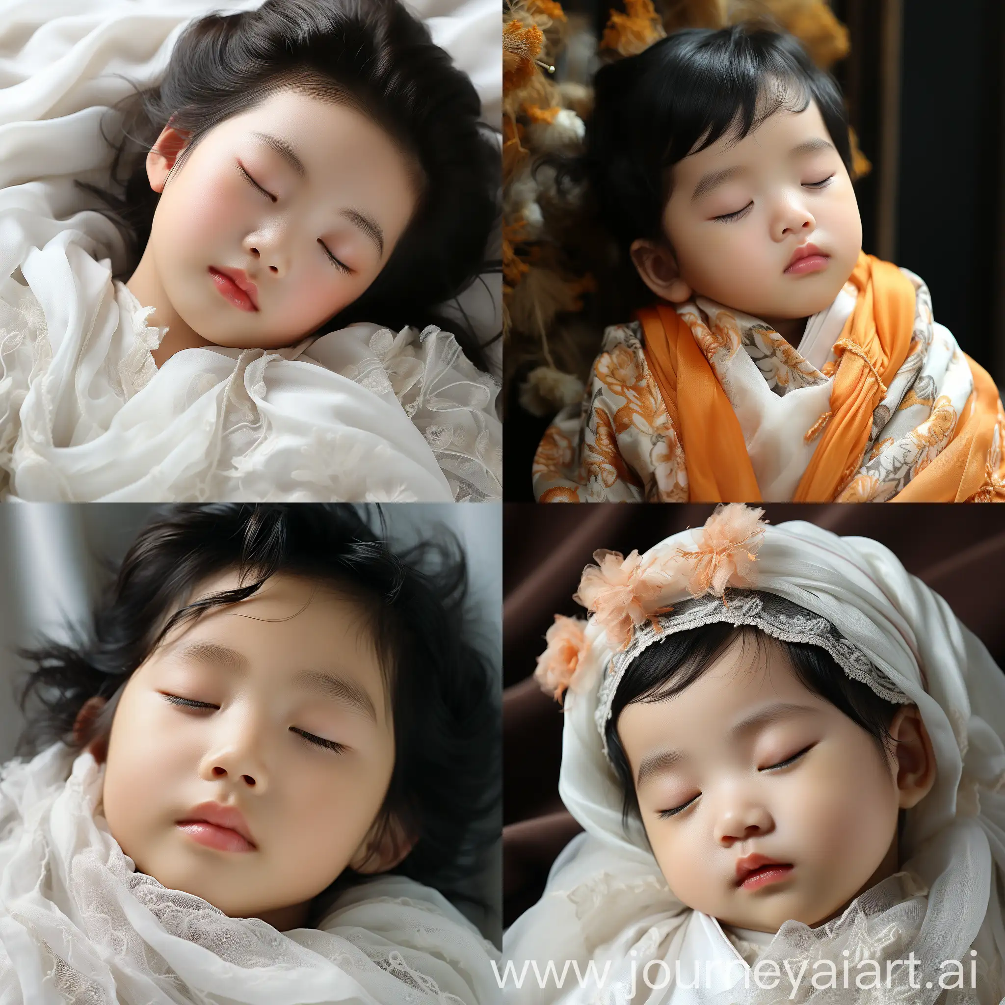 Peaceful-Chinese-Newborn-Baby-Sleeping-in-Delicate-Clothing