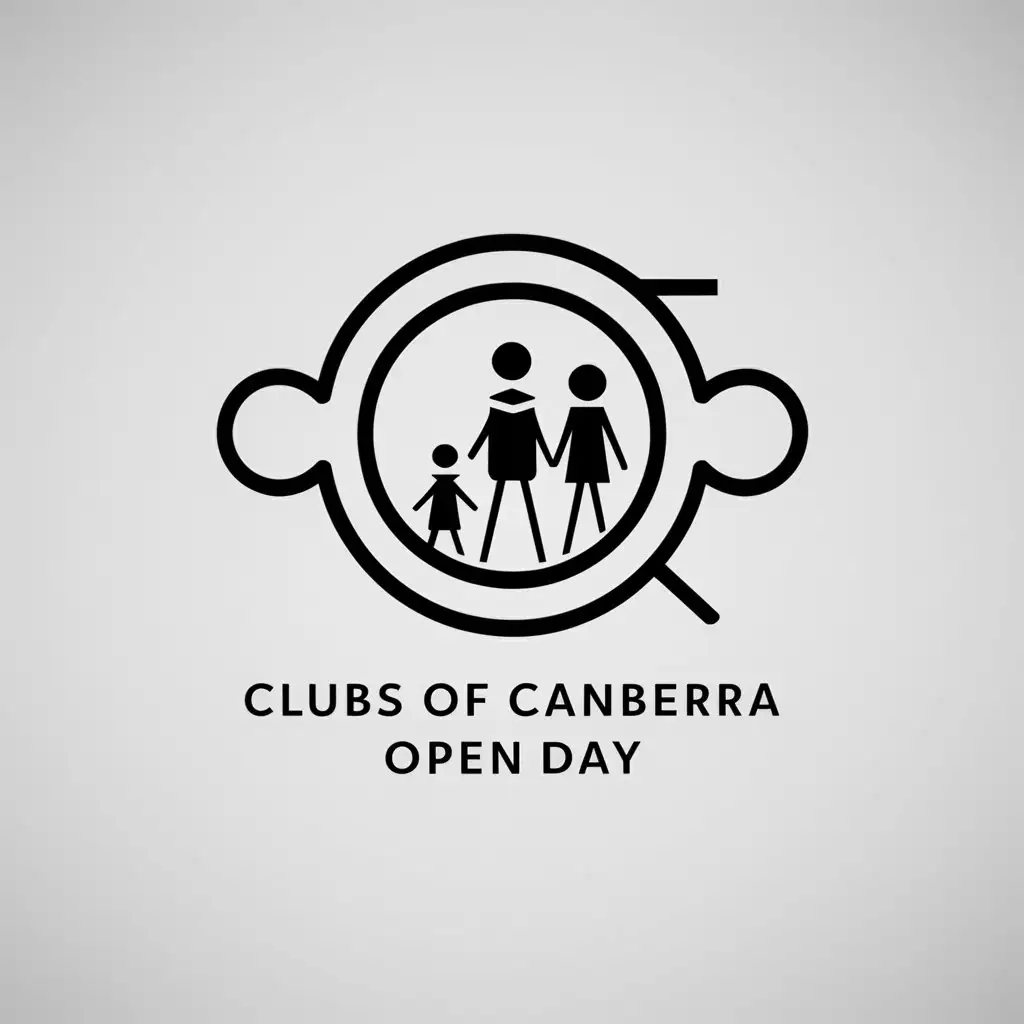 a logo design,with the text "Clubs Of Canberra Open Day", main symbol:Incorporate the logo name into a symbol. insert child, teenager, adult stick figure,Minimalistic,be used in Sports Fitness industry,clear background
