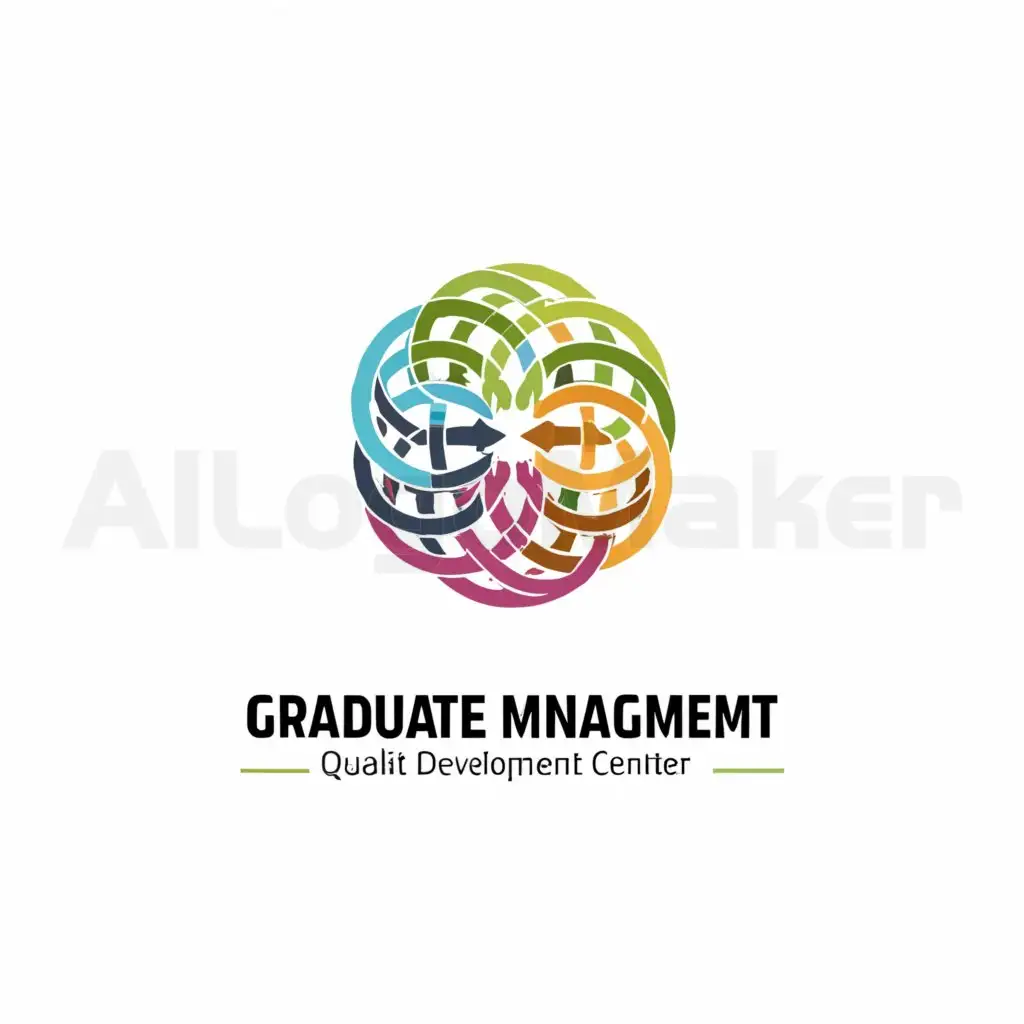 a logo design,with the text "Graduate Management and Quality Development Center", main symbol:Graphic Elements:

Circular or elliptical: Represent integrity and continuity, can also symbolize the Earth, conveying a global perspective of the center.
Lines and arrows: Represent progress, development, and dynamics, can be used to form an abstract human figure, or outline the shape of a book.
Color Gradient: Using a gradient from blue to orange, representing the combination of academia and innovation, vitality and development.
Color Scheme:

Blue: Represents academia and stability.
Orange: Symbolizes vitality and innovation.
Gradient Color: Combines blue and orange to create a dynamic visual effect.
Font Selection:

Clean sans-serif font to clearly display the center's name.
The center's name can be creatively integrated into the graphics, such as arranged around the ellipse.
Logo Layout:

Ellipse as the background, can contain an abstract human figure composed of lines and arrows, or form the outline of a book.
The center's name is placed on one side or at the bottom of the ellipse to ensure a balanced and easily recognizable overall layout.,Moderate,be used in Education industry,clear background