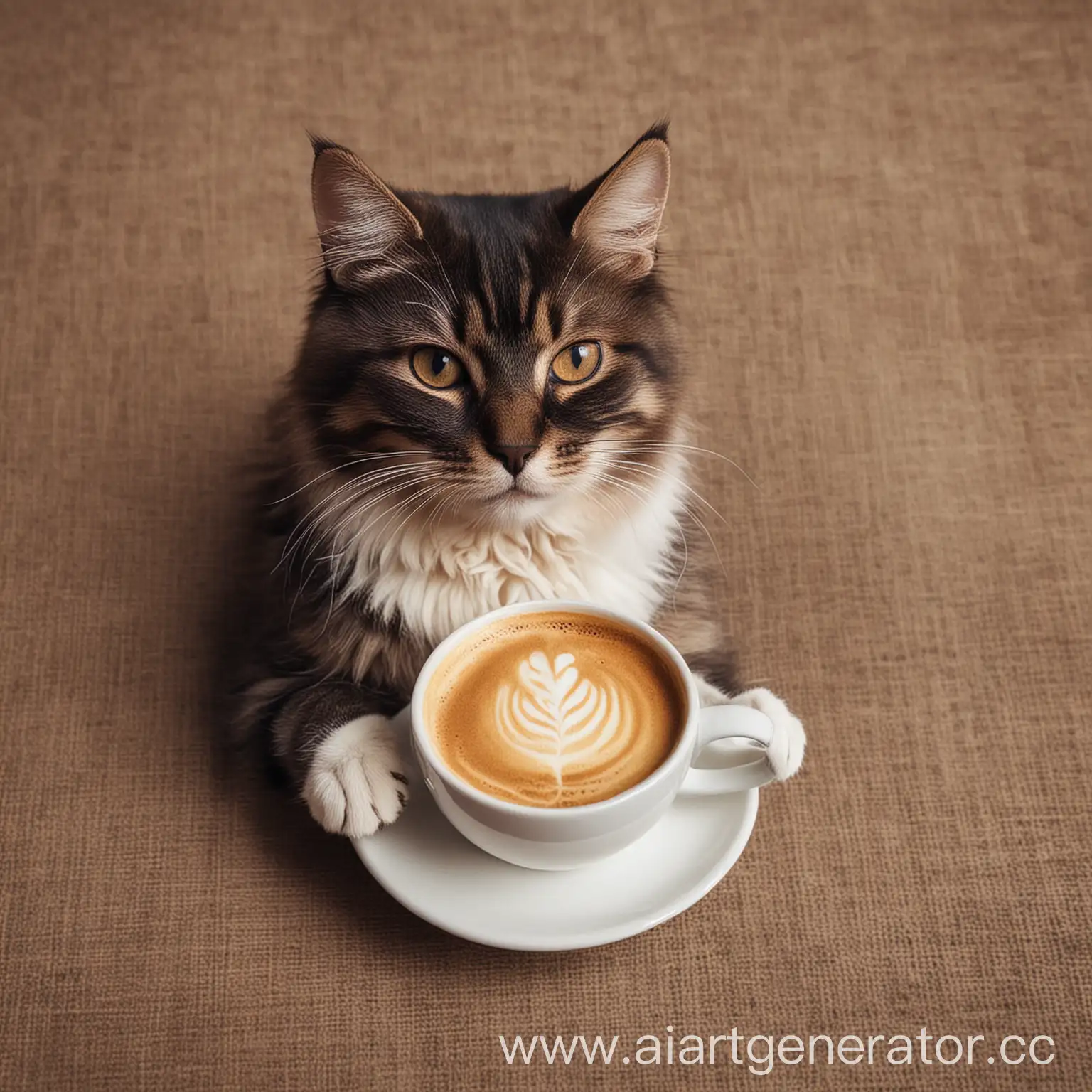 кот с кофе