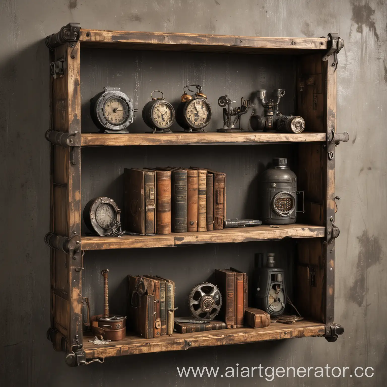 PostApocalyptic-Shelf-with-Nine-Safes-on-Skids