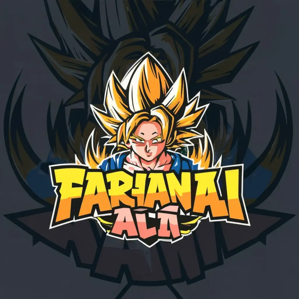 a logo design,with the text "Farhan Ali", main symbol:Background Goku character,Moderate,be used in Technology industry,clear background