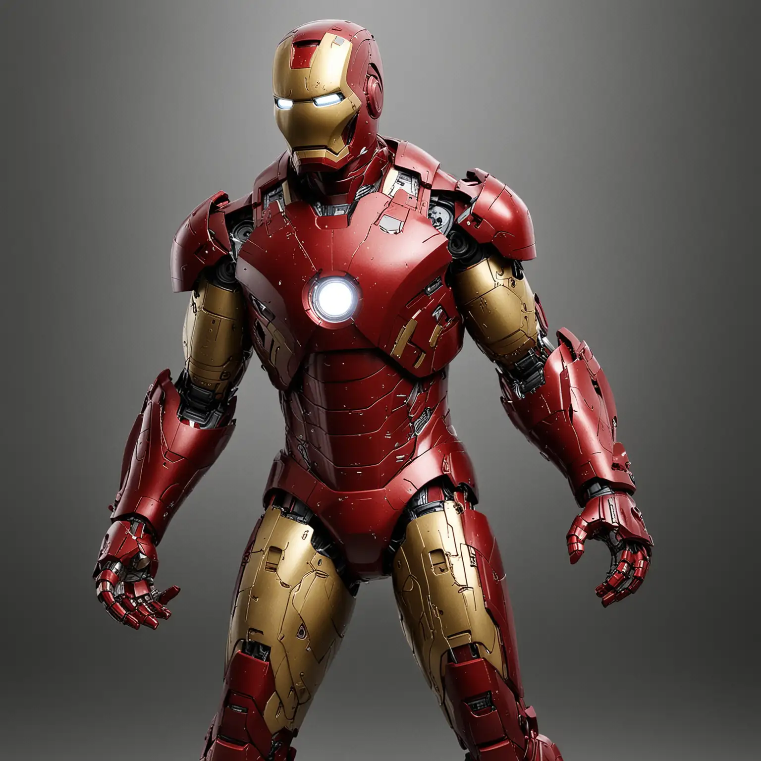 Futuristic Superhero Iron Man Suit Flying in Urban Night Sky