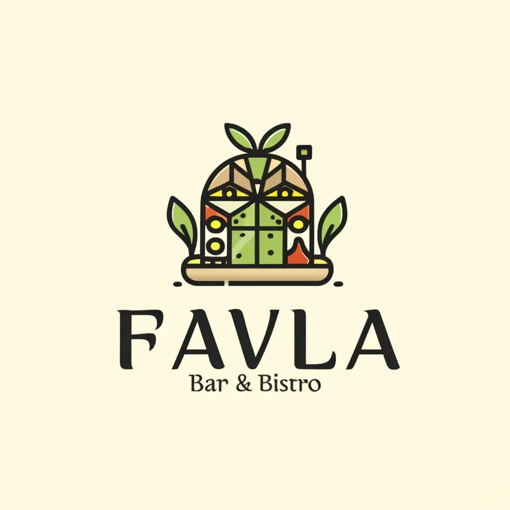 a logo design,with the text "Favela", main symbol:India's very first Greenhouse Bar & Bistro opened in Goa . It’s like stepping into a green wonderland, where you can soak in the sunshine and savor your memories.
,Moderate,clear background