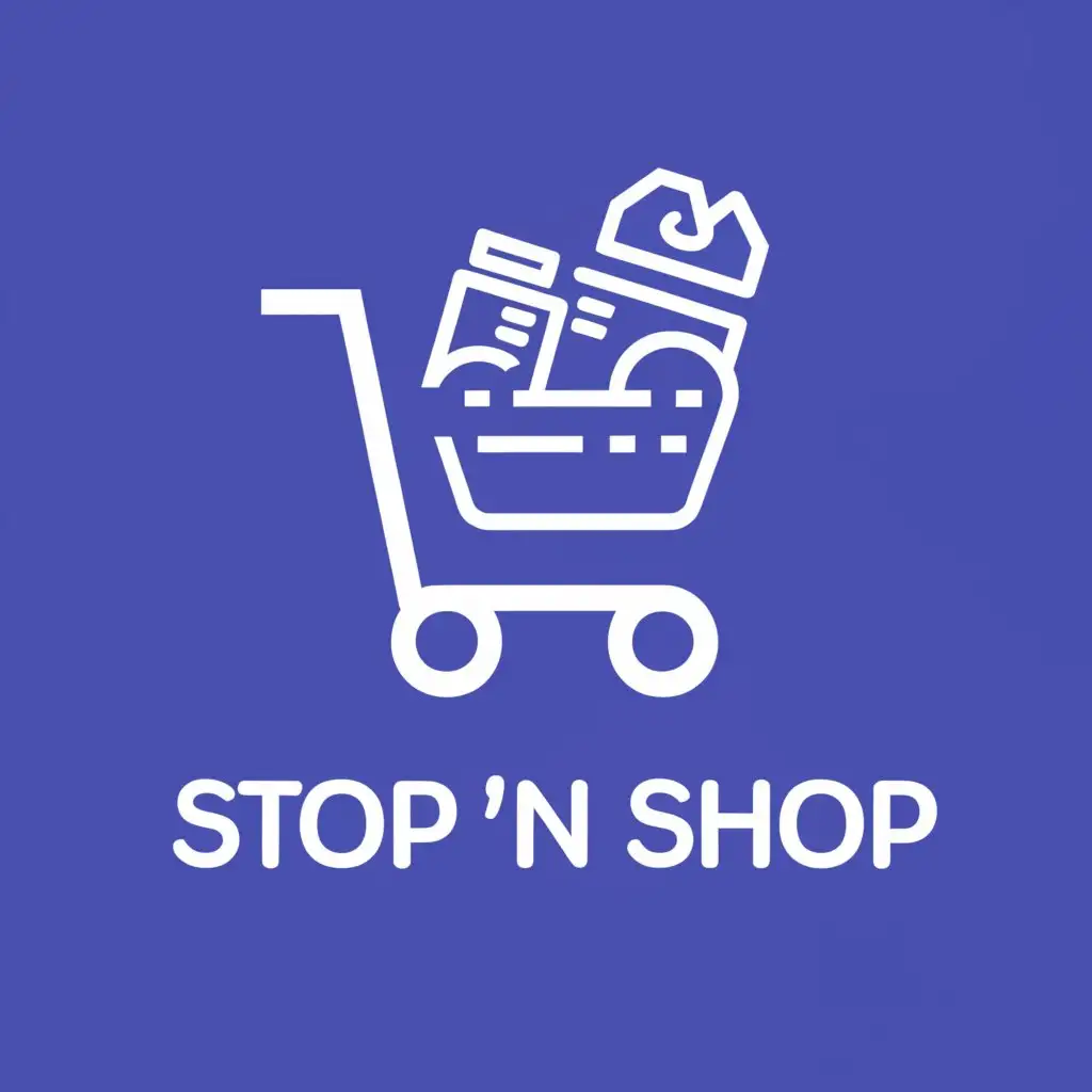 a logo design,with the text "Stop 'n' Shop", main symbol:supermarket,Moderate,clear background