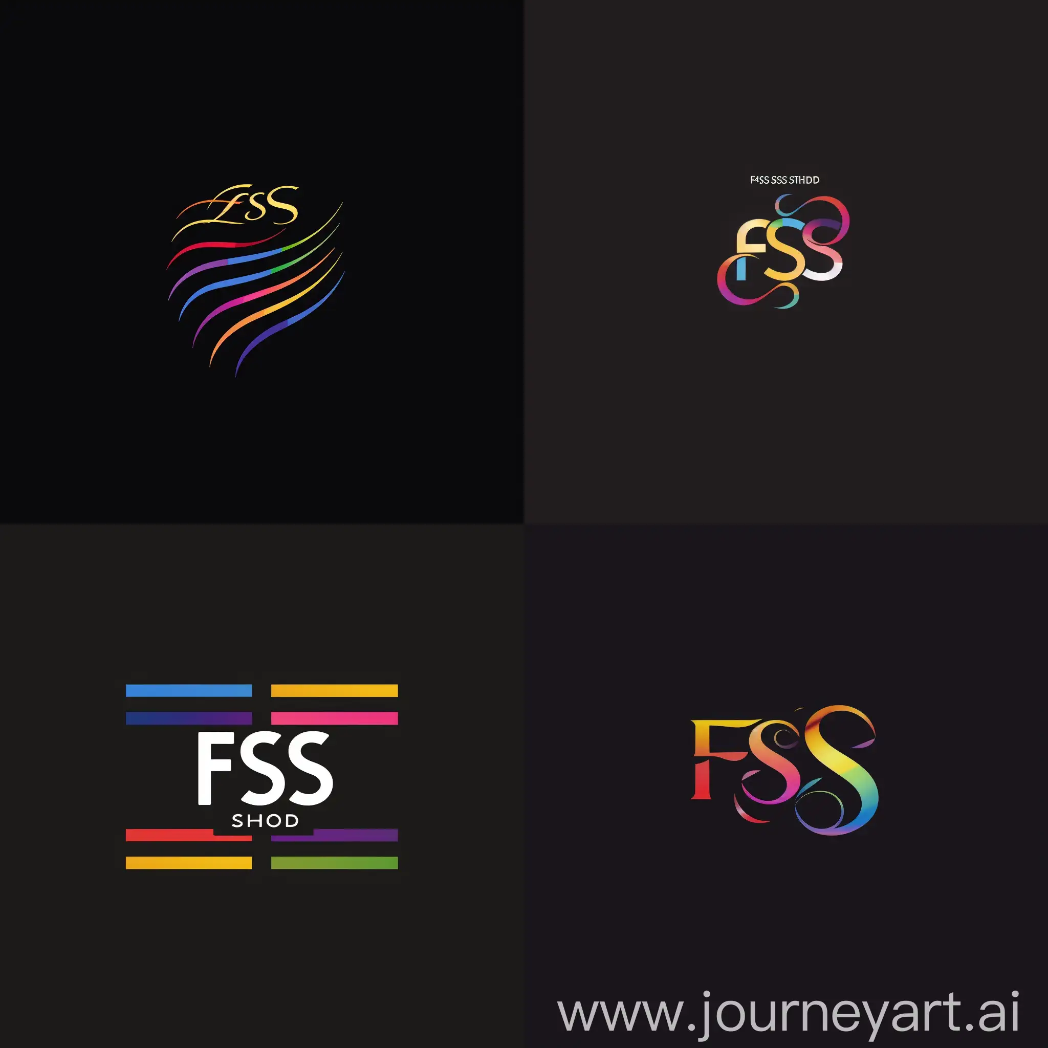 logo for "FSS" or Four Seasons Studio. An online styling website based on color analysis. make the logo black, somehow related to color analysis or fashion or styling with the typography or design. Professional award winning logo.