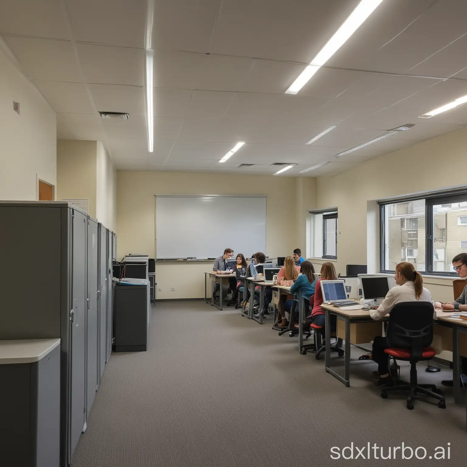 Students are having classes in the computer room