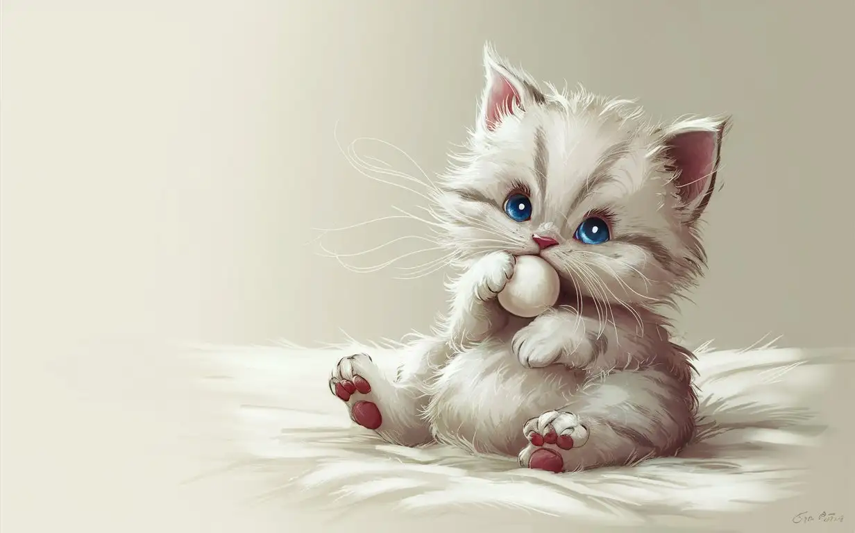Adorable-Kitten-Drawing-on-Clean-White-Surface