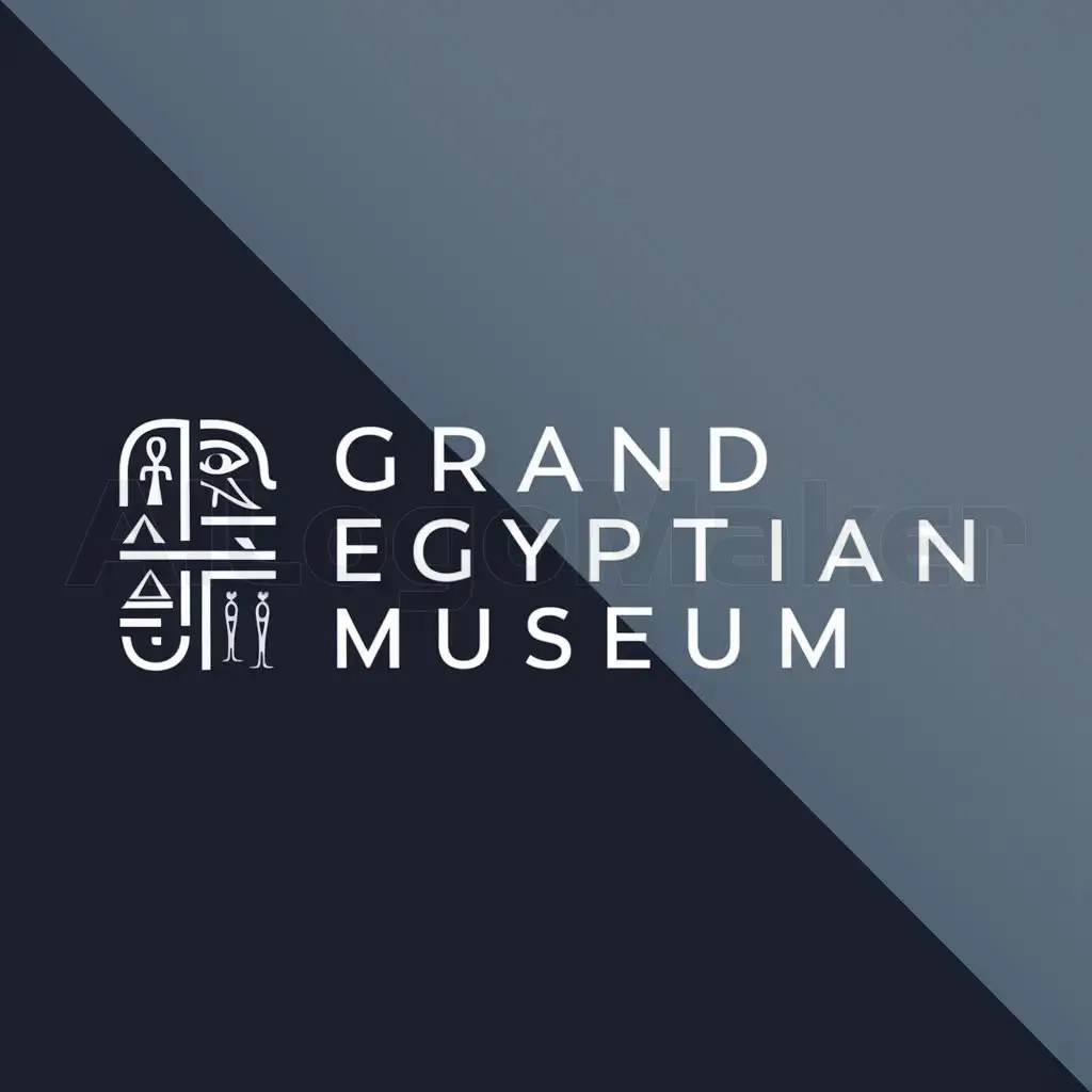 a logo design,with the text "Grand Egyptian Museum", main symbol:ancient Egyptian symbols,complex,clear background