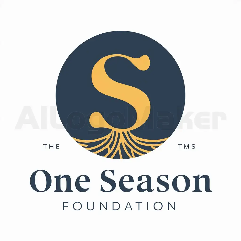 a logo design,with the text "one season foundation", main symbol:Main symbol should be a circle with S inside. It should be cornflower blue and maize yellow.  Rounded fonts,Moderate,clear background