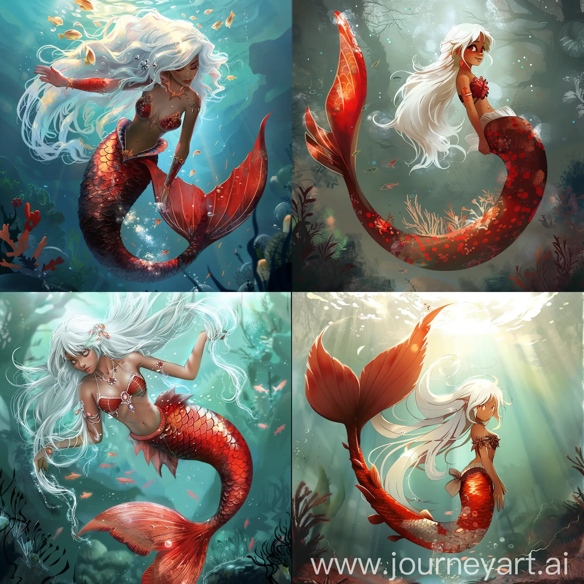 Majestic-WhiteHaired-Mermaid-with-Crimson-Tail