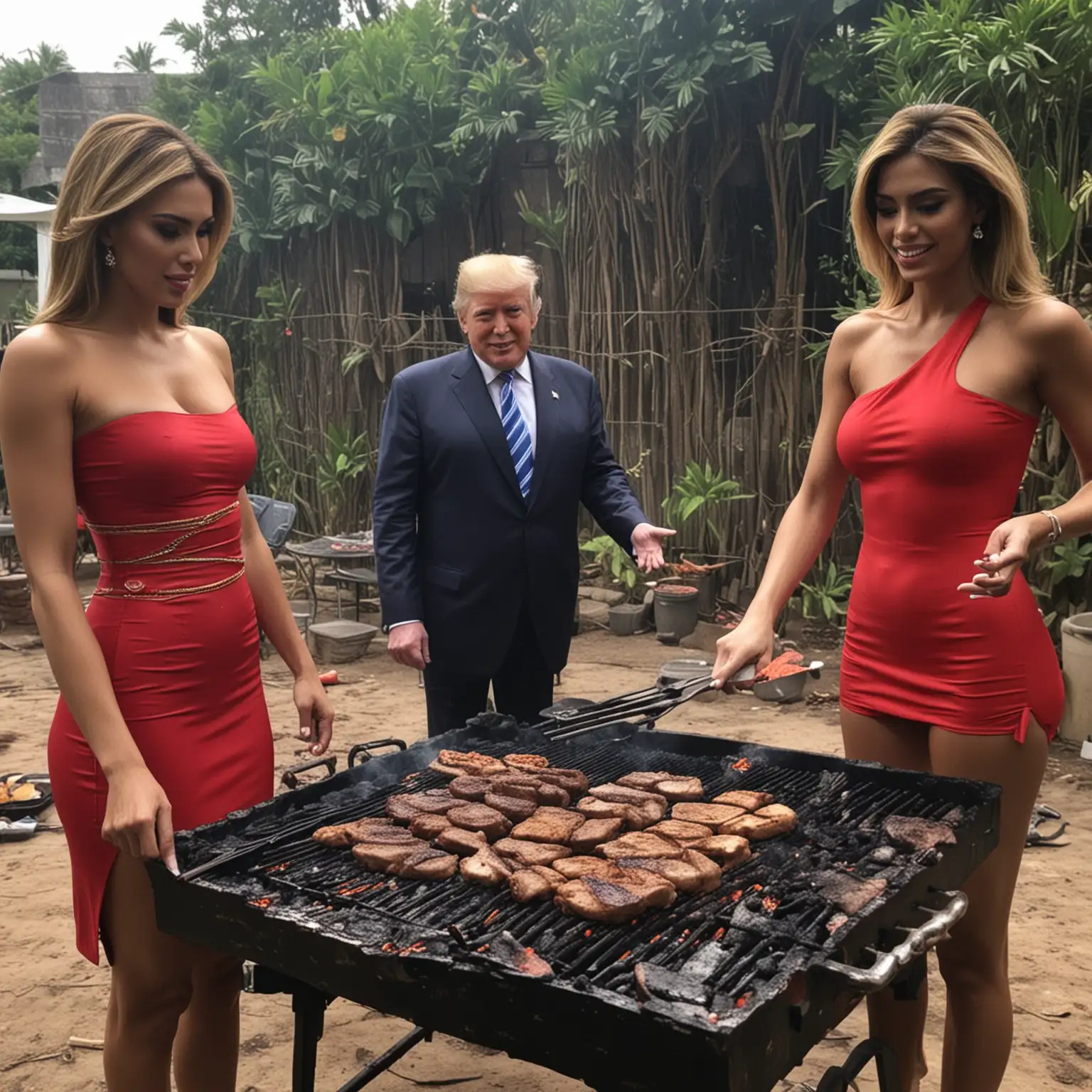 Donald Trump Grilling with Miss Venezuela