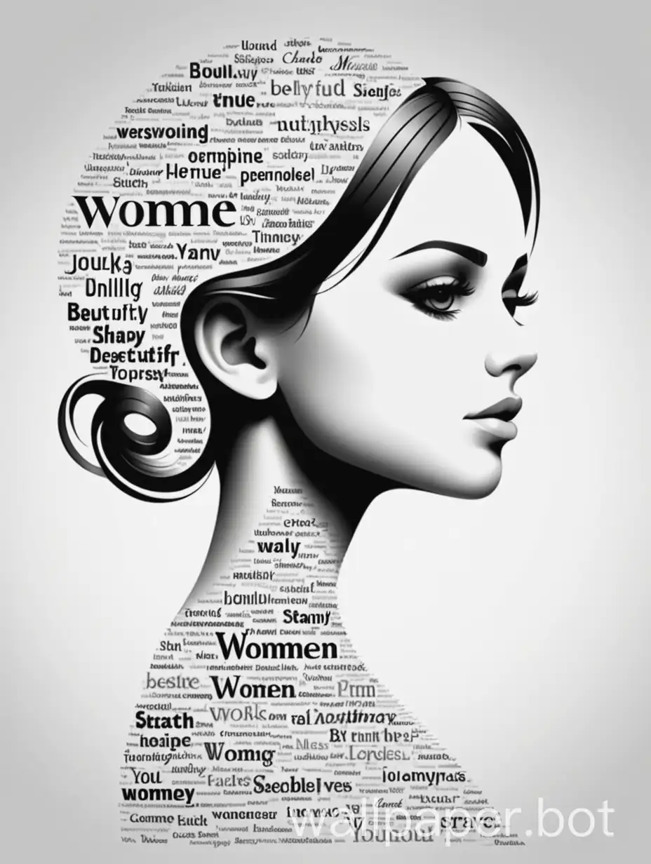use words to form the shape of a beautiful young woman. use the sorts of words that are used to describe women