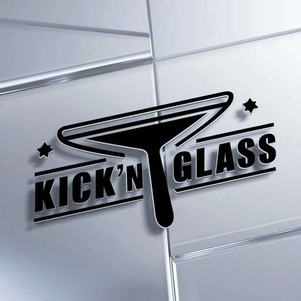 a logo design,with the text "Kick'N Glass", main symbol:Squeegee,complex,clear background