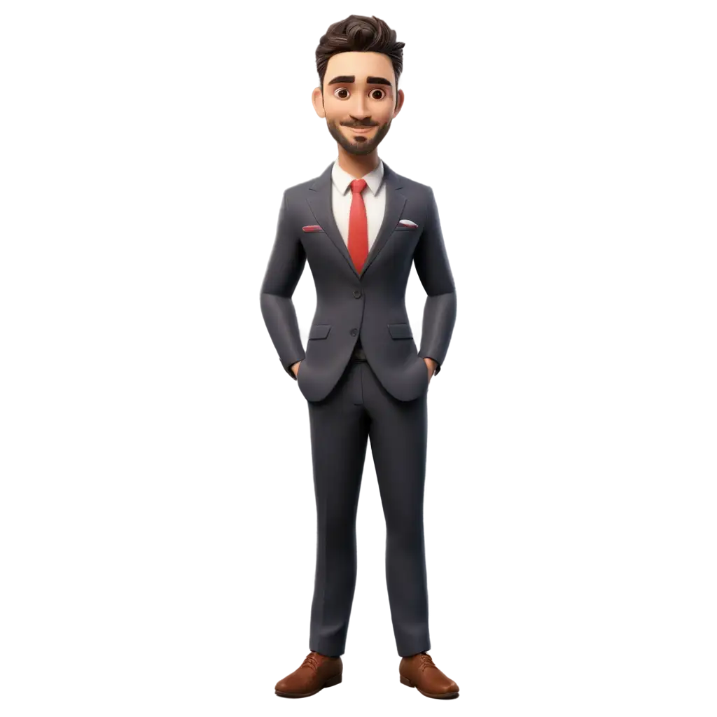 Professional male  in 3D, clean background, formal appearance
