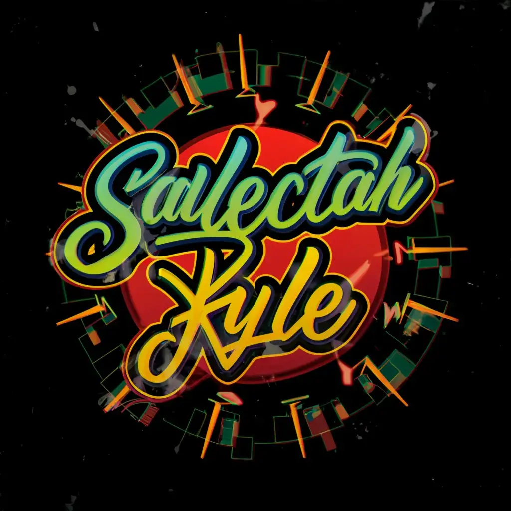 a logo design,with the text "Salectah kyle ", main symbol:Salectah kyle red yellow and green,Moderate,be used in Dj industry,clear background