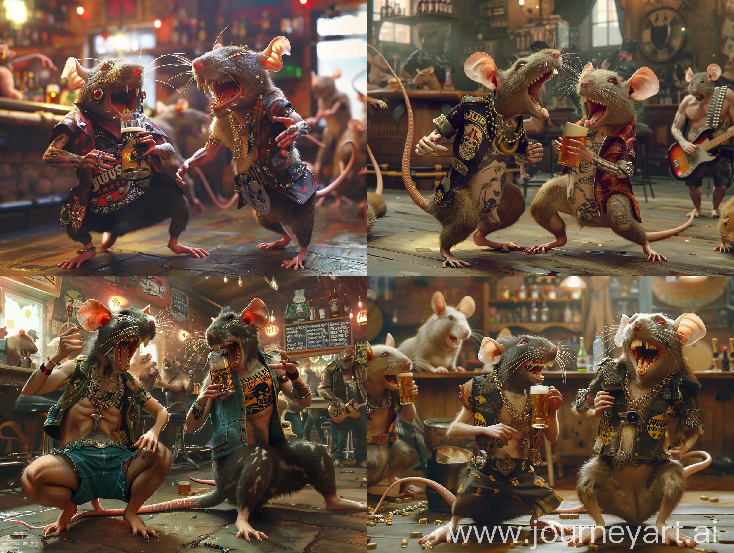 Anthropomorphic-Rats-in-Heavy-Metal-Attire-Enjoying-Beers-in-a-Bar