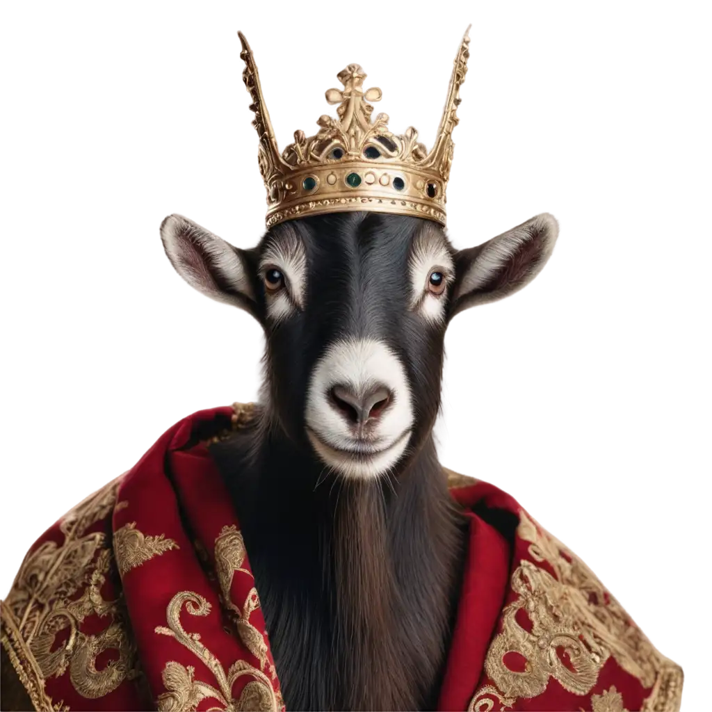 goat wearing a crown