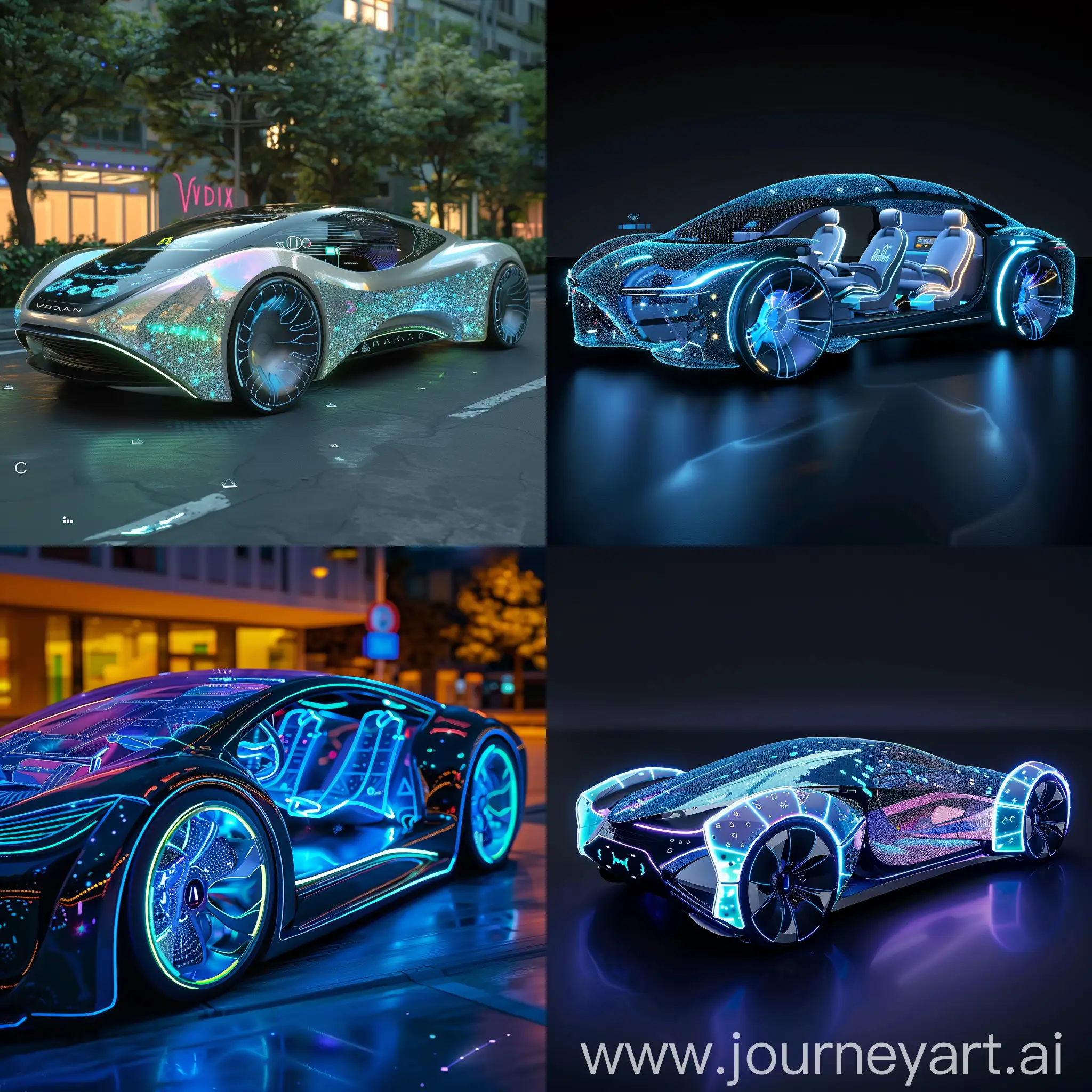 Futuristic car, Self-Healing Materials, Adaptive Seating, Biometric Sensors, Holographic Displays, Smart Climate Control, Gesture Control Interfaces, Active Noise Cancellation, Augmented Reality Windshield, Intelligent Lighting System, Modular Interior Design, AI-Powered Autonomous Driving, V2X Communication, Quantum Computing, Cybersecurity Measures, Blockchain Integration, Edge Computing, 5G Connectivity, Predictive Maintenance Systems, Augmented Reality Navigation, Environmental Sensors, Dynamic Shape-Shifting Body Panels, Solar Panel Integration, Active Aero Elements, Interactive LED Exterior Lighting, Transparent OLED Panels, Morphing Wheels, Holographic Paint Finishes, Bioluminescent Accents, Active Camouflage, Drone Landing Pad, LiDAR Sensors, Radar Systems, HD Cameras, Laser Projection Systems, Vehicle-to-Infrastructure (V2I) Communication, Remote Vehicle Management, Emergency Response Integration, Digital License Plates, Vehicle-to-Vehicle (V2V) Communication, Augmented Reality HUD, unreal engine 5 --stylize 1000