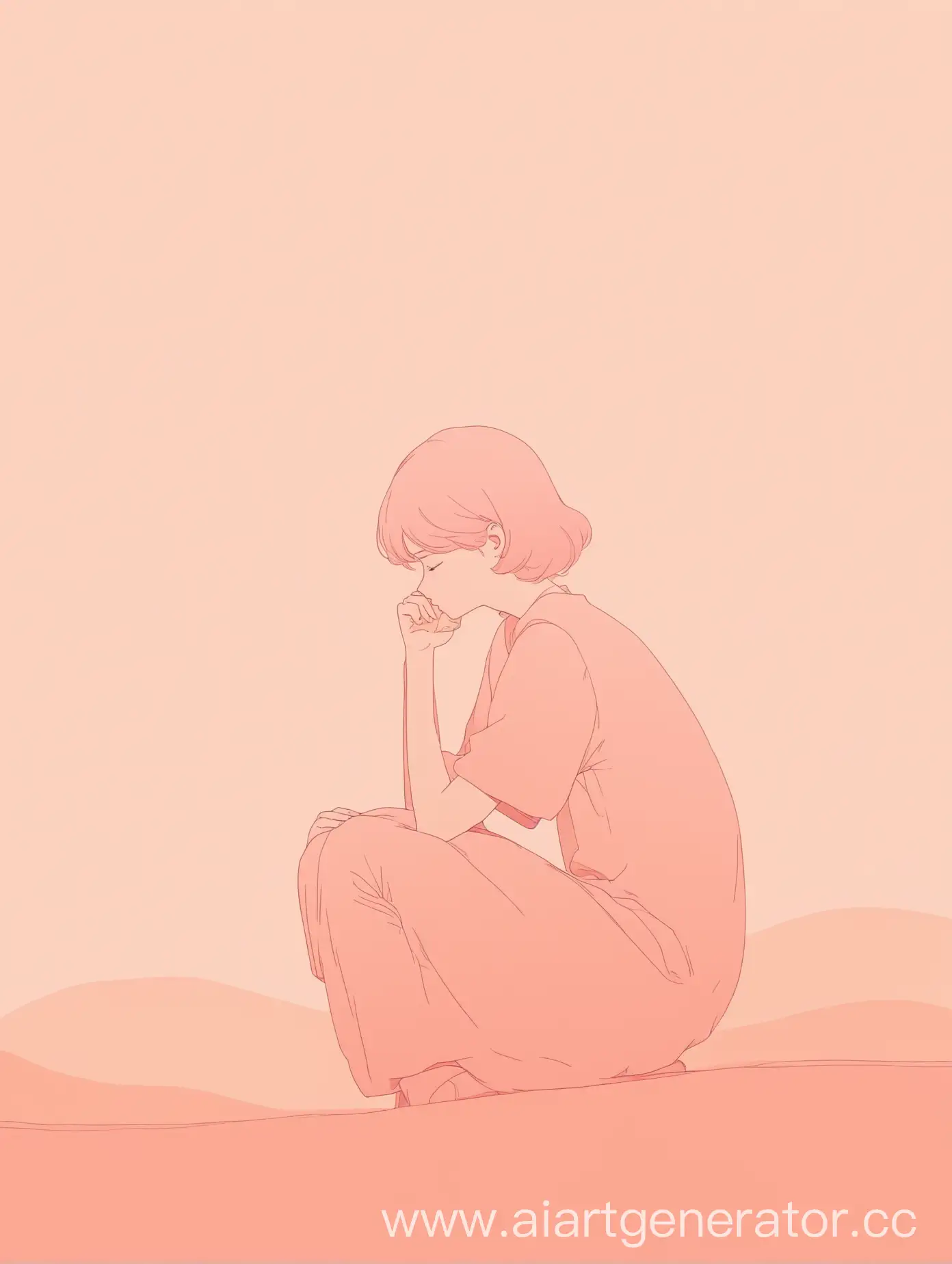 Minimalistic-Deep-Thought-Contemplative-Figure-in-Soft-Pink-and-Peach-Tones