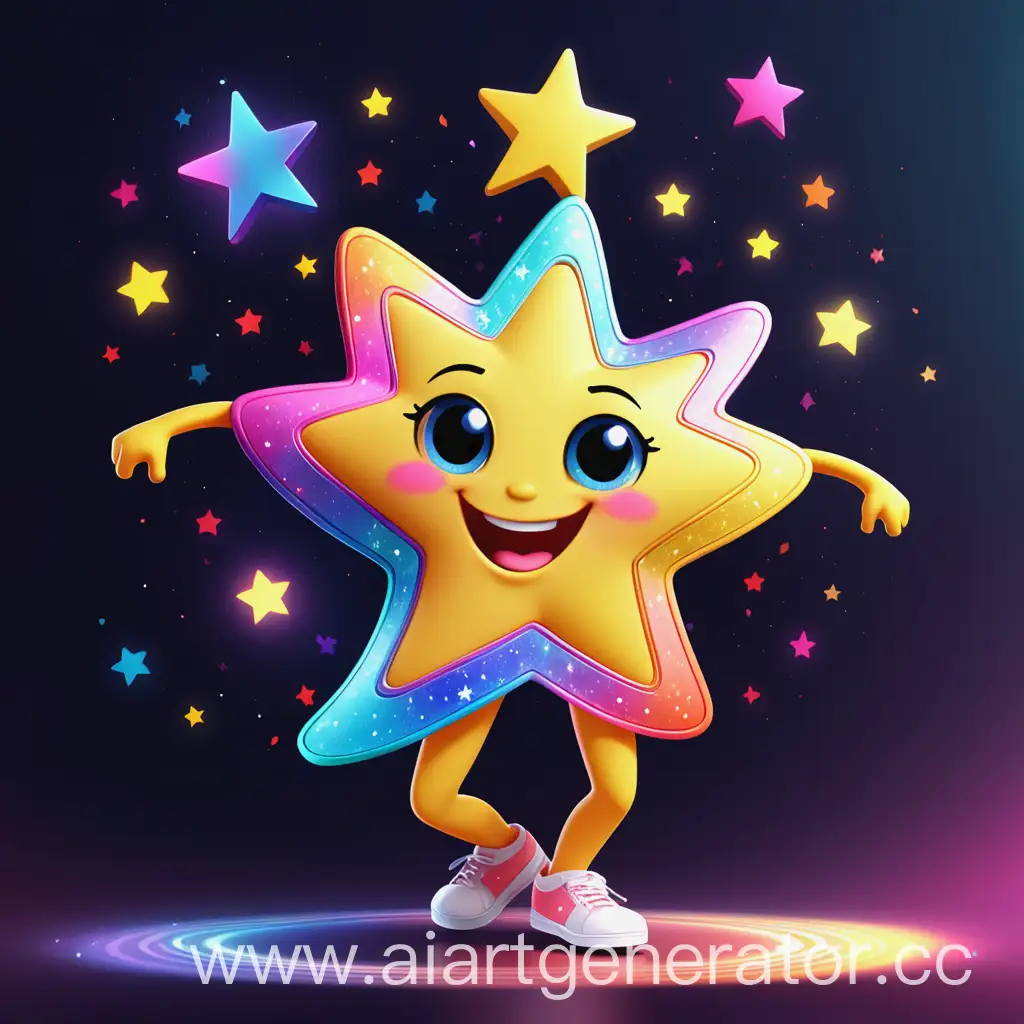 Сгенерируй персонаж которого зовут happy star и который очень любит танцы
