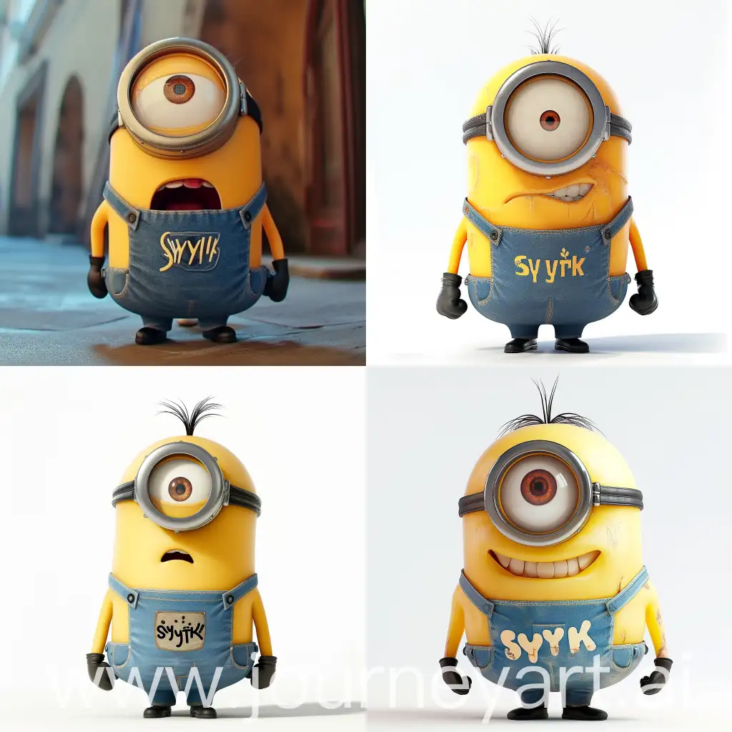 a very funny one-eyed minion with a T-shirt, the inscription is "syytik"