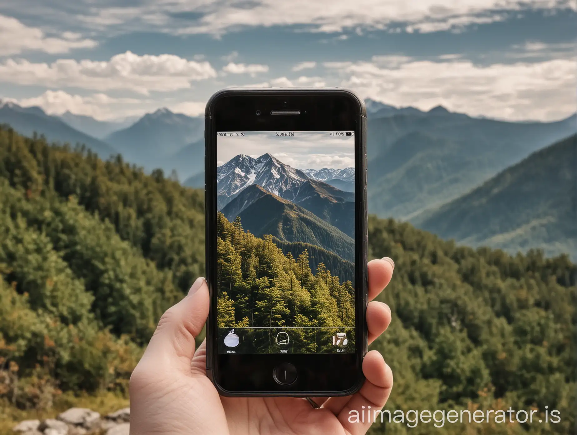 iPhone-with-Majestic-Mountain-Landscape-Background