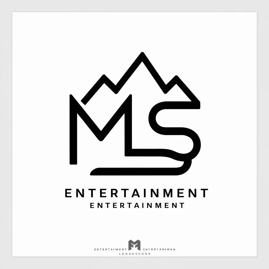 a logo design,with the text "MS", main symbol:Design a roadside liquor stall logo, need letters M and S, niche with memory point, M is mountain S is river,Minimalistic,be used in Entertainment industry,clear background