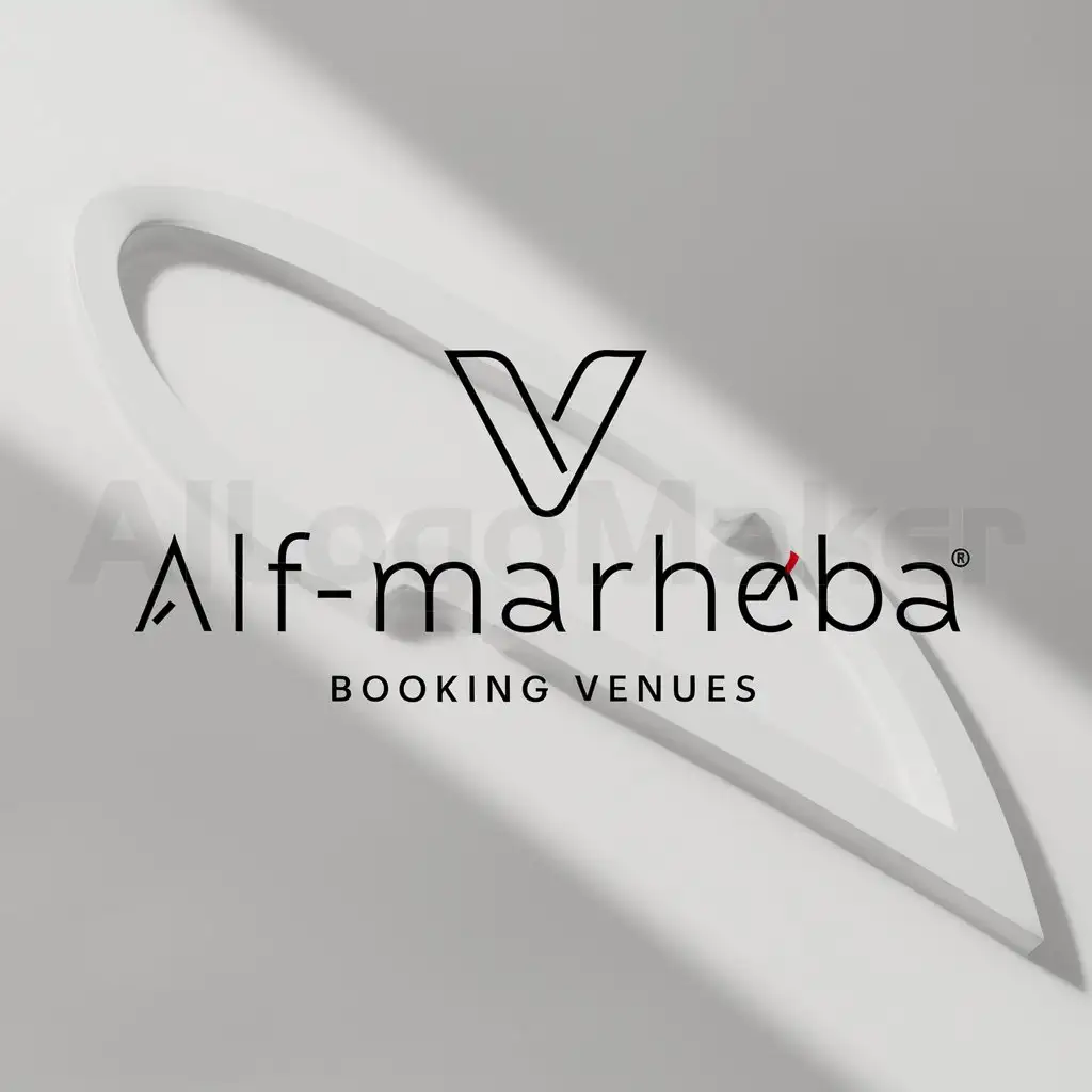 a logo design,with the text "alf-marheba", main symbol:booking venues moderne,Minimalistic,clear background