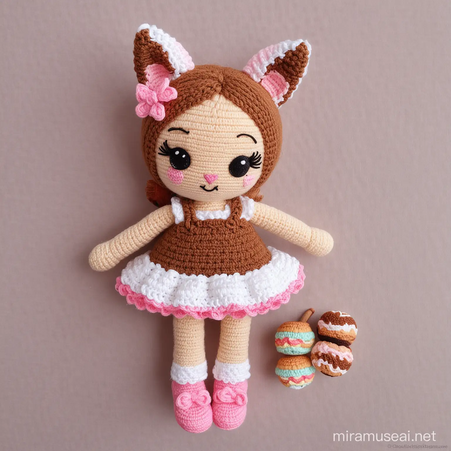 Adorable Amigurumi Crochet Baby Girl and Cat Boy with Sweet Treats