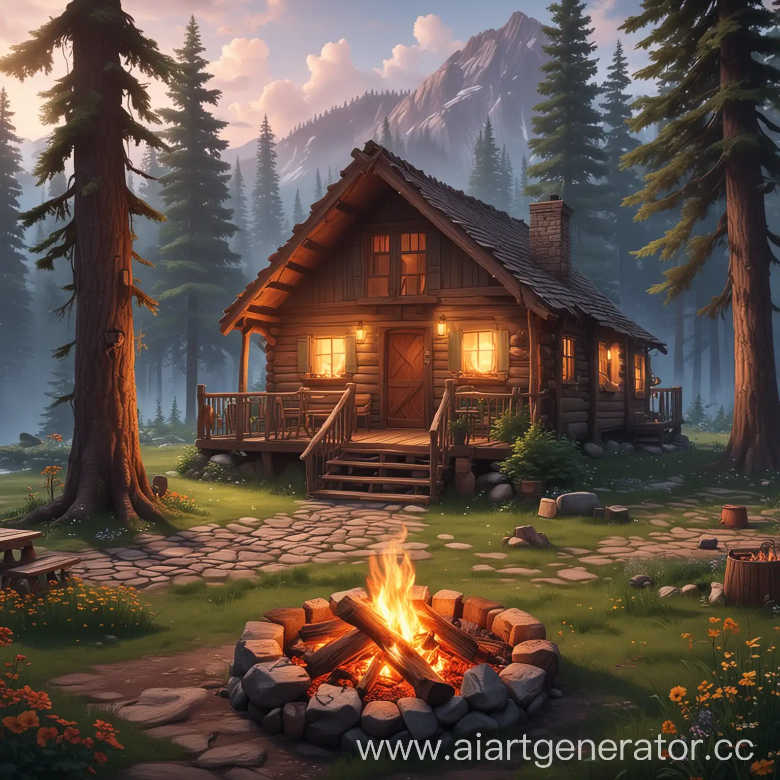 Cozy-Summer-Camp-Avatar-Charming-Cabin-and-Campfire-Retreat