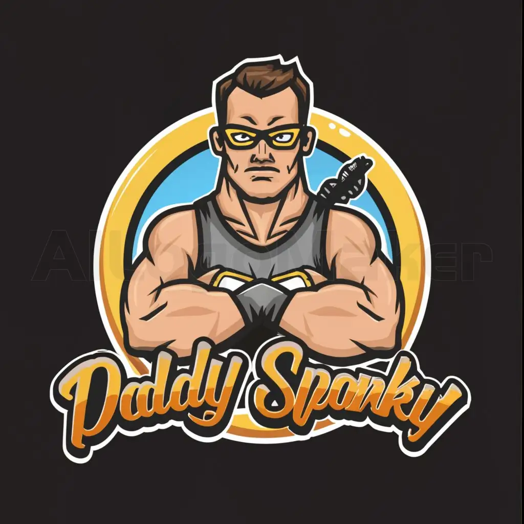 LOGO-Design-for-Daddy-Spanky-Strong-Buff-Dad-with-Tattoos-and-Glasses-for-Entertainment-Industry