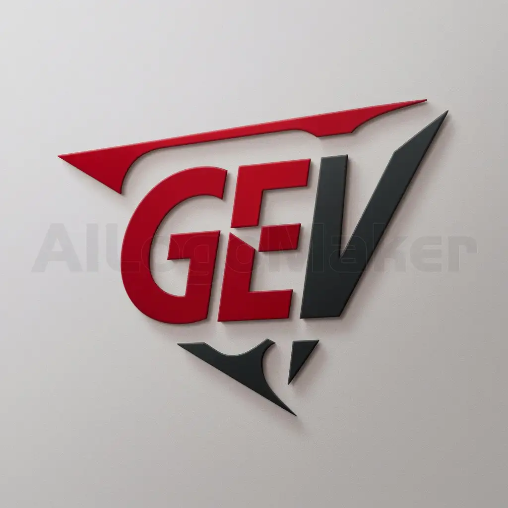 a logo design,with the text "GEV Project", main symbol:Name to Display : GEV Project, Logo Type: Monogram, Primary Colors: Red (#FF0000) and Black (#000000), Design Style: Modern and Minimalist, Dynamic and Energetic, Letter Composition: Integrate the letters 'G', 'E', and 'V' into a cohesive shape that is easily recognizable, Experiment with various geometric forms to creatively combine the letters, Typography: Choose a bold and clear sans-serif font, ensuring each letter is legible and harmonious when combined, Message to Convey: Professionalism, Boldness, Elegance, Visual References: monogram logos,Moderate,clear background