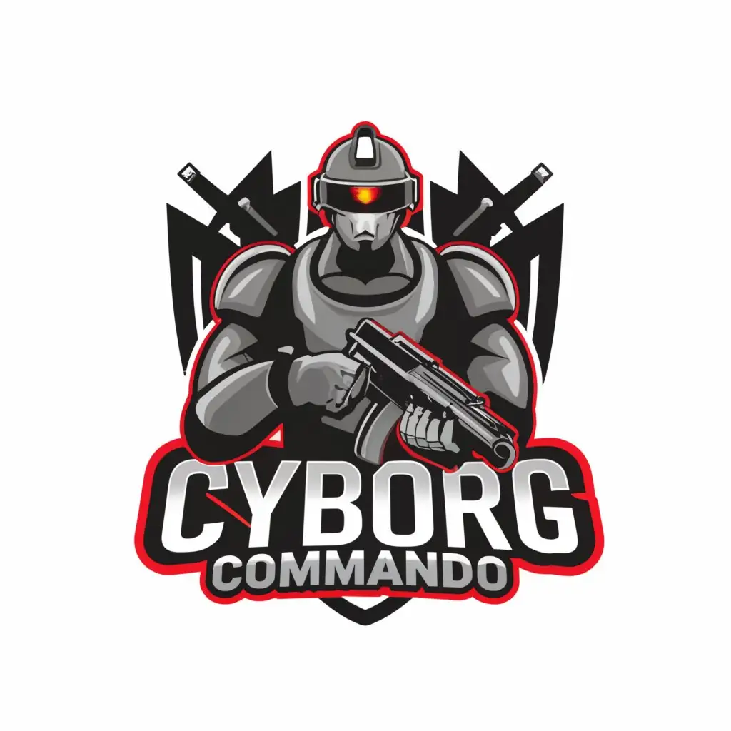 LOGO-Design-For-The-Cyborg-Commando-Futuristic-Text-with-Gaming-Emblem-on-Clear-Background