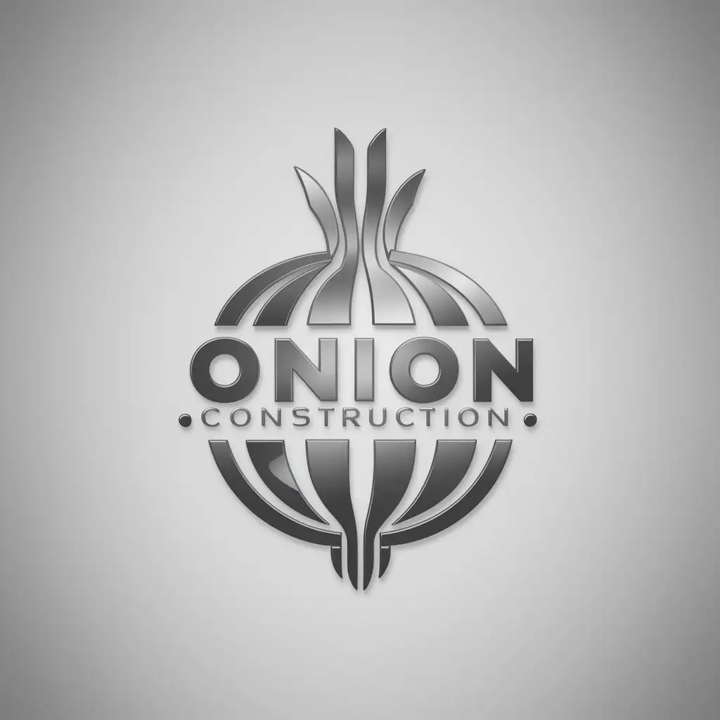 Logo for a contractor service called Onion Construction. Metal Themed