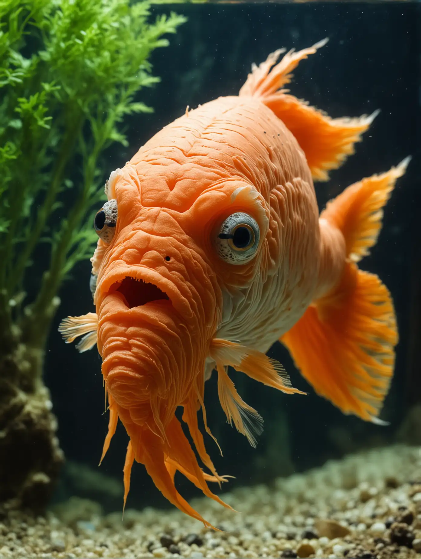 Unusual CarrotShaped Fish in a Large Aquarium