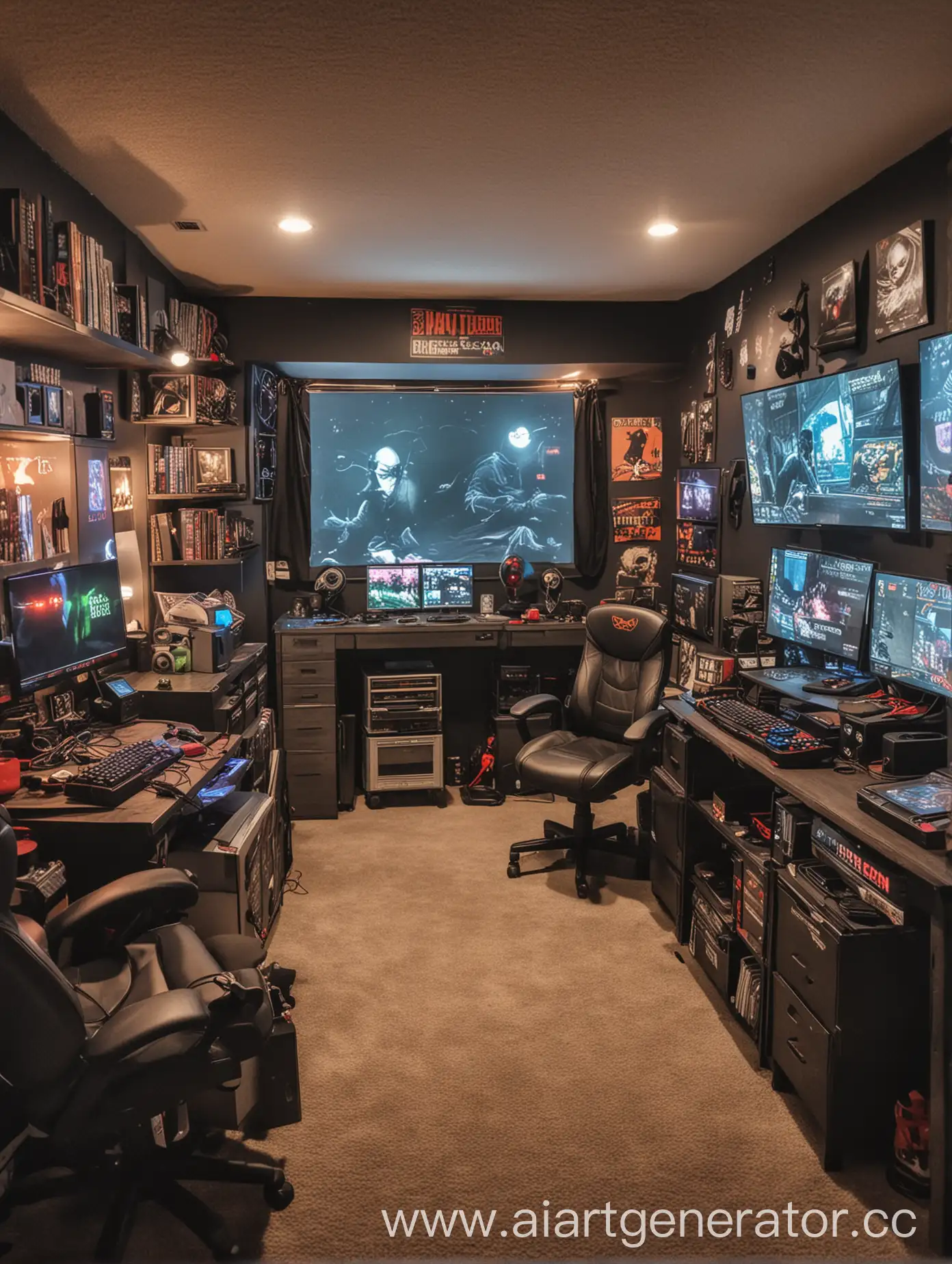 Gamers-Room-with-Neon-Lighting-and-Retro-Arcade-Games