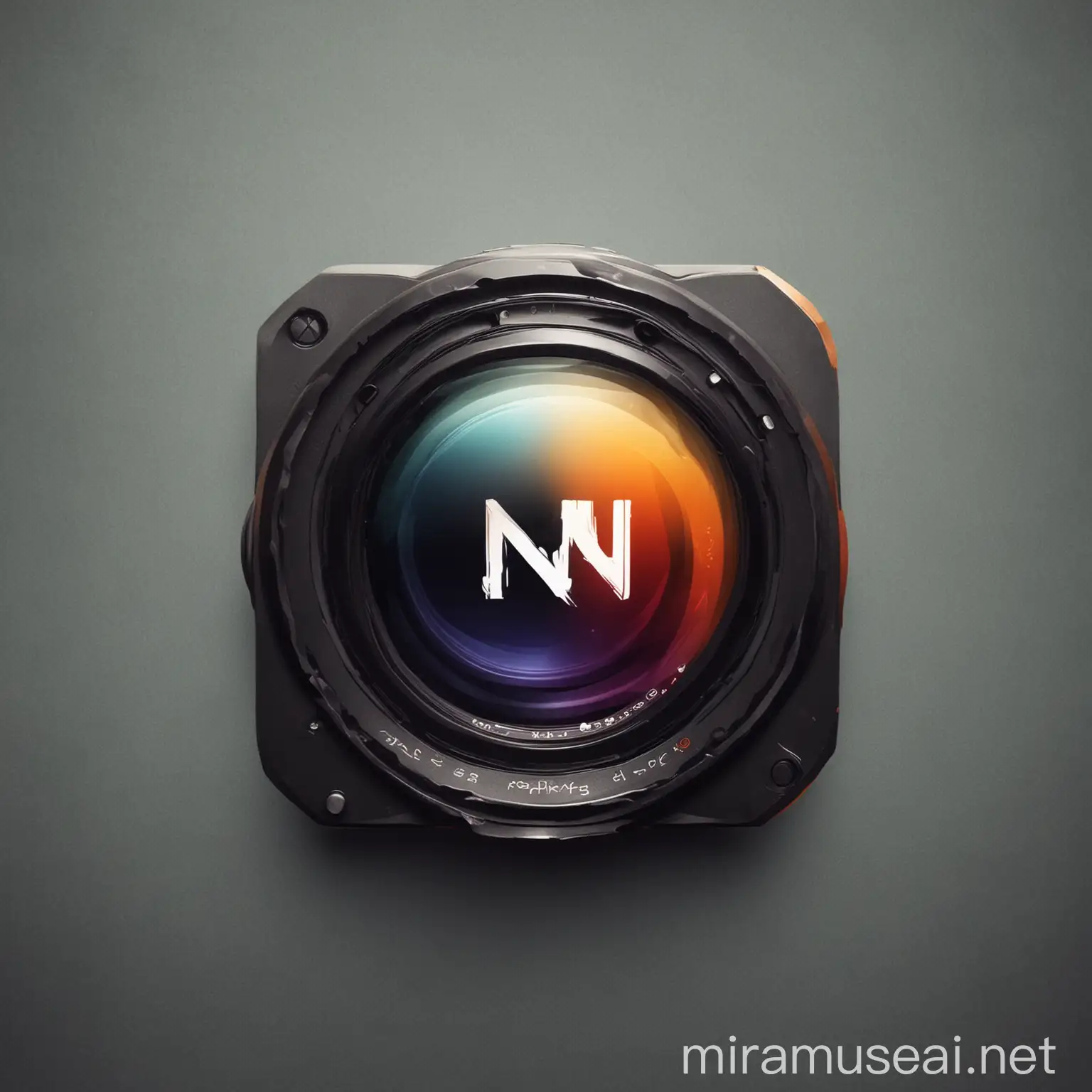 Graphics Studio Logo Design with Letter N and Camera Lens Symbol