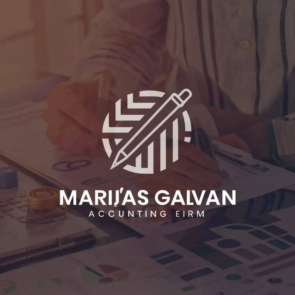 a logo design,with the text "Mariñas Galvan Accounting Firm", main symbol:Accounting, pen, business,complex,clear background