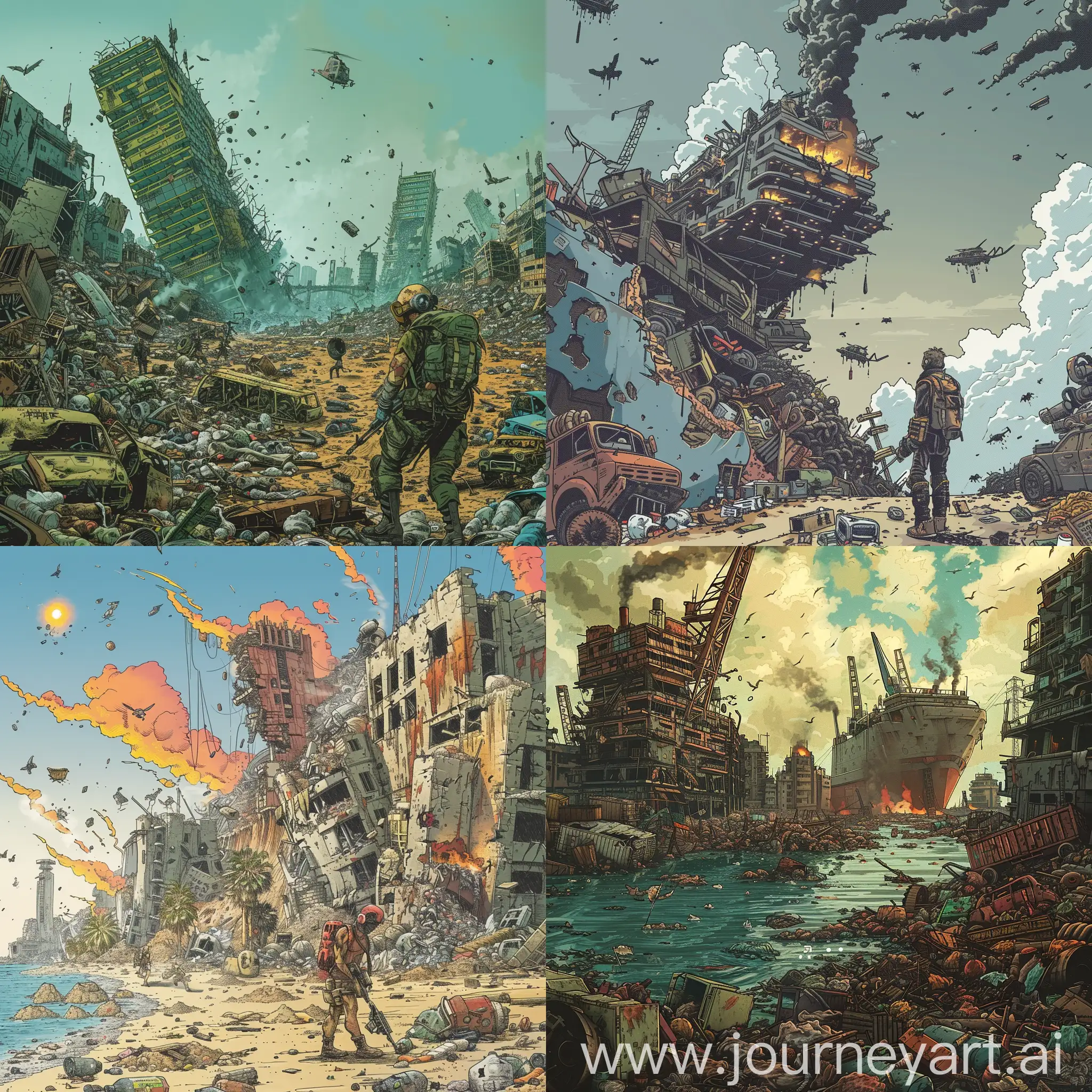 PostApocalyptic-Human-Battle-on-Big-Garbage-Island-Salvagepunk-Comics-Art