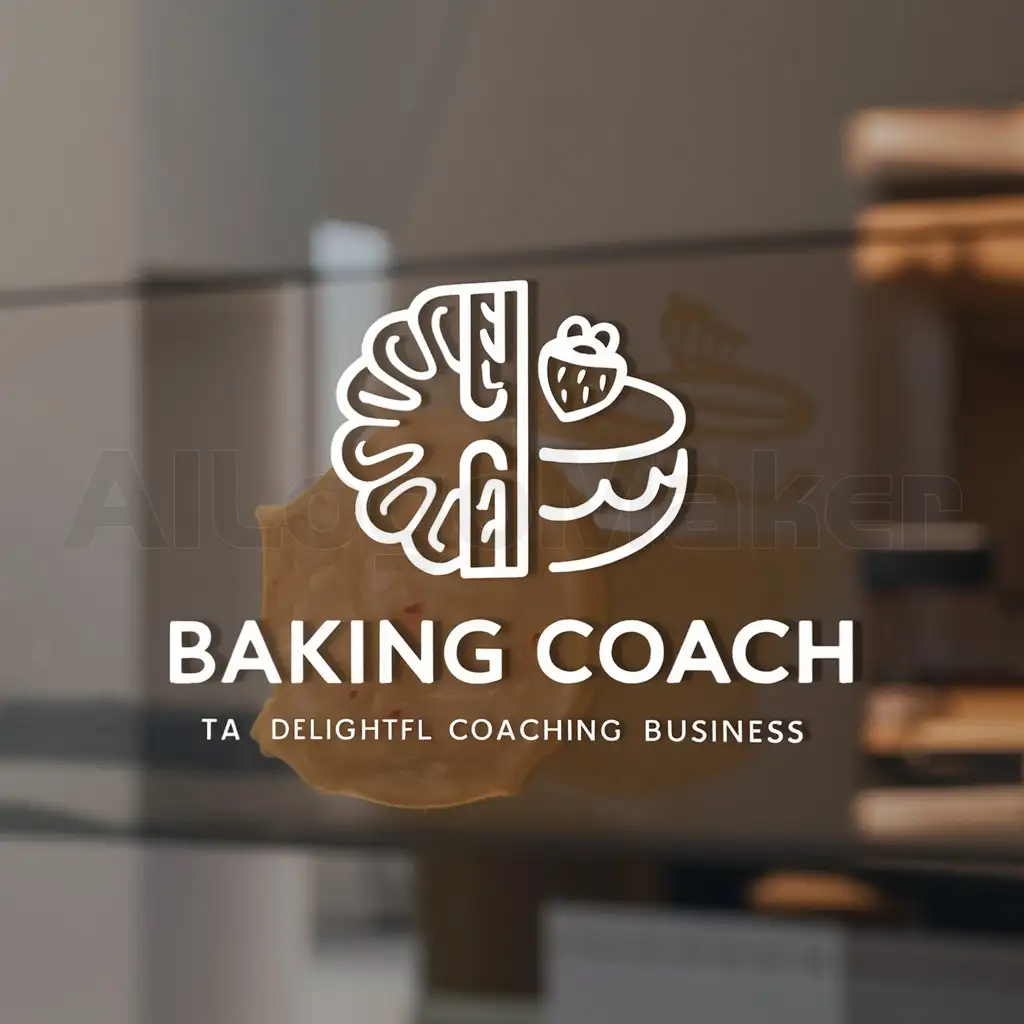 a logo design,with the text "baking coach", main symbol:mooncake strawberry cake,Moderate,be used in Restaurant industry,clear background