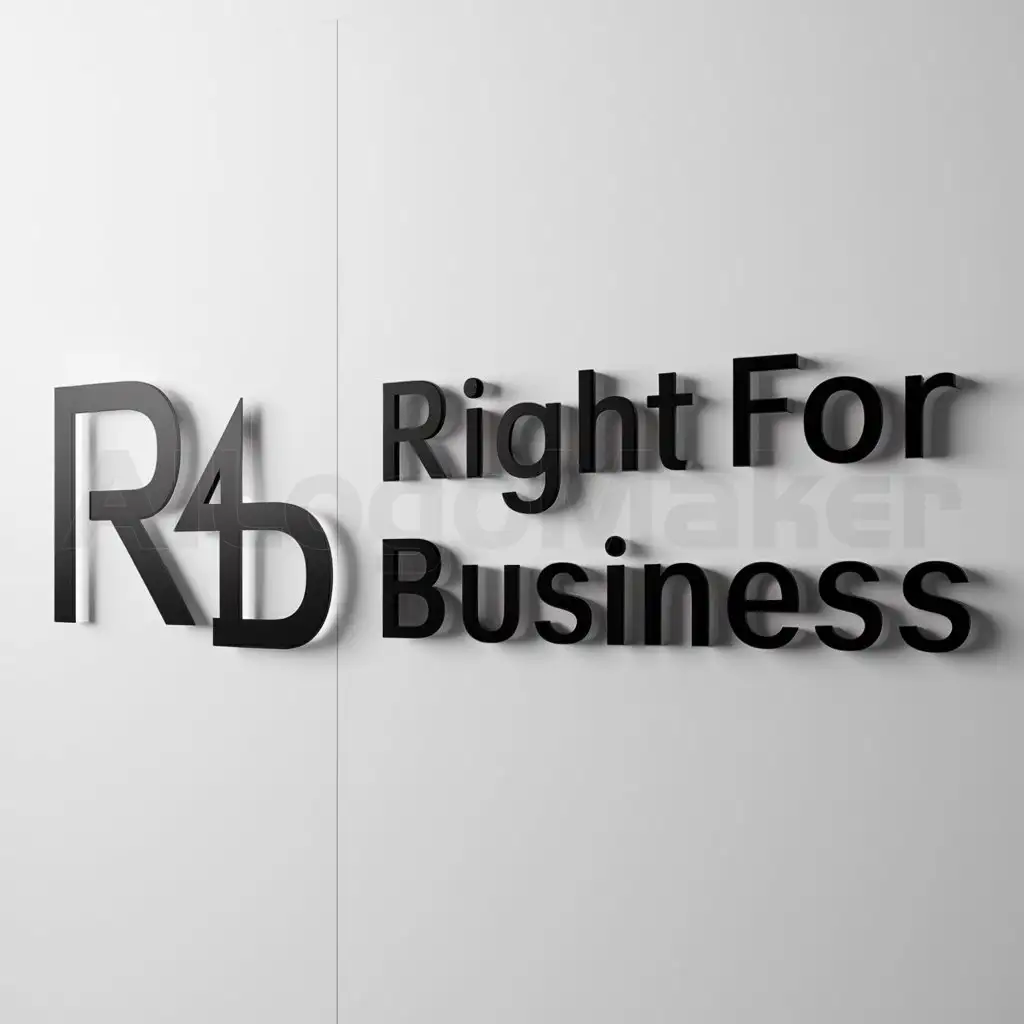 a logo design,with the text "right for business", main symbol:R4B,Minimalistic,be used in Legal industry,clear background