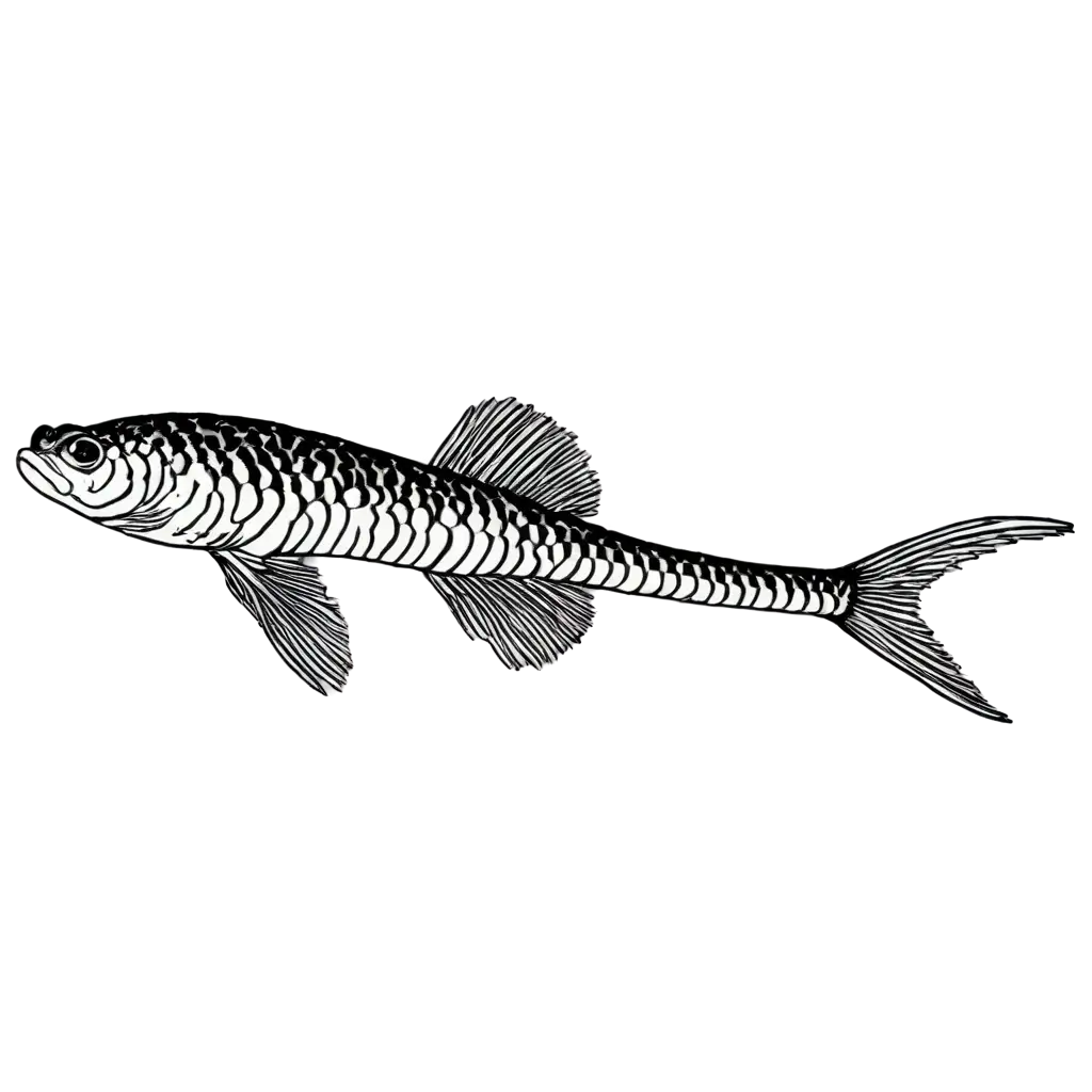 HighQuality-Goby-Fish-Clipart-PNG-Illustration-Black-and-White-Line-Art-for-Versatile-Usage