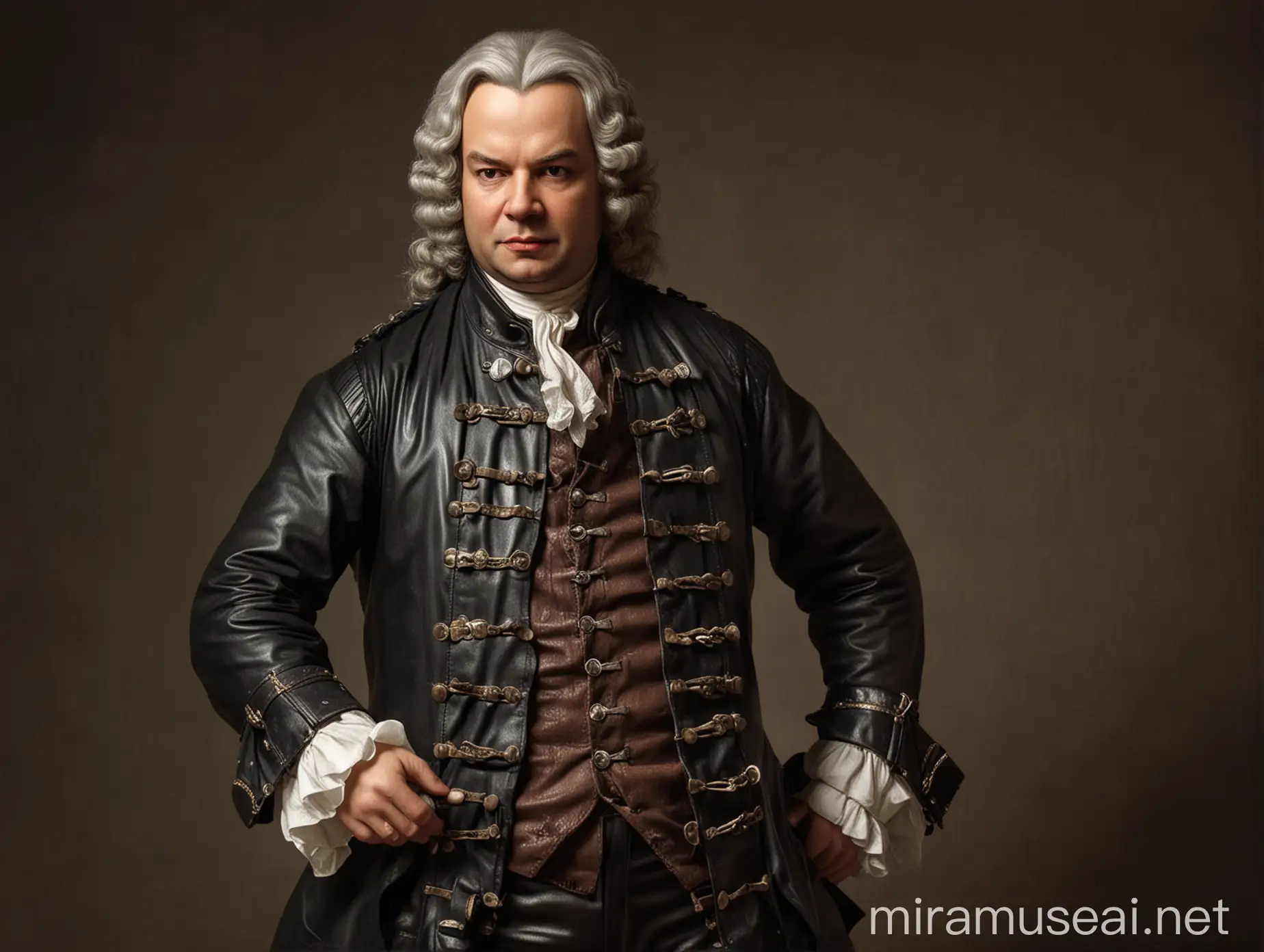 Johann Sebastian Bach in Leather Costume Performing Baroque Music