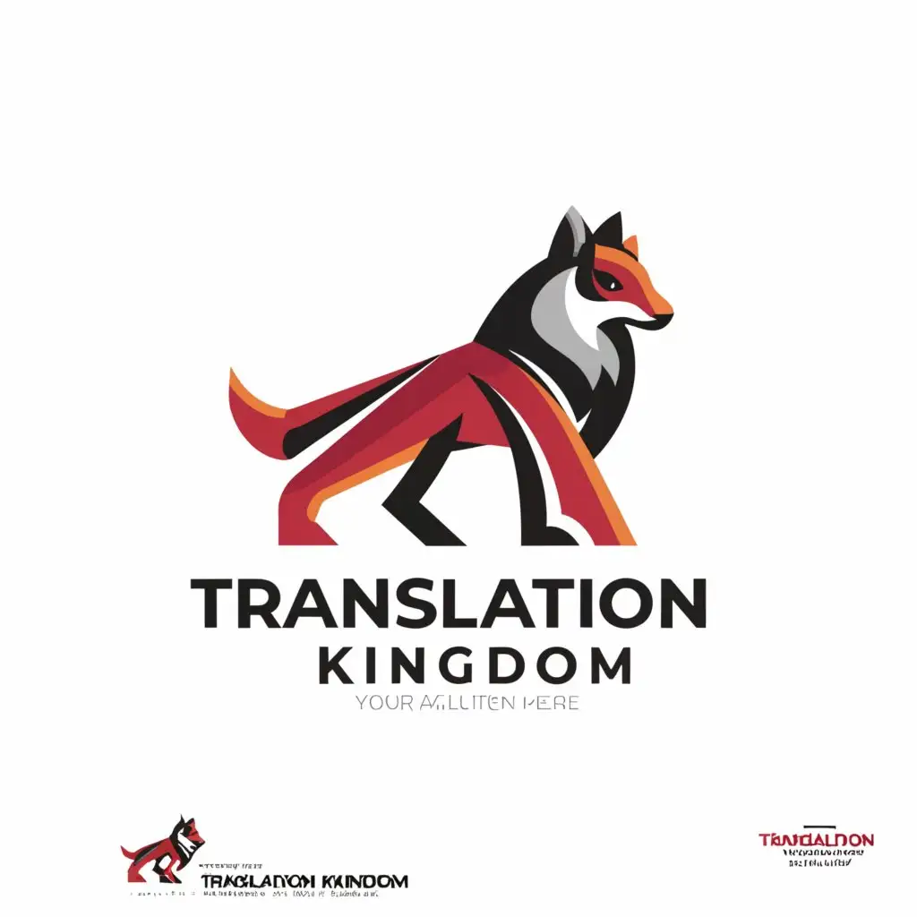 a logo design,with the text "Translation Kingdom", main symbol:Color red, Color black, Wolf, flag of venezuela,Moderate,be used in Education industry,clear background