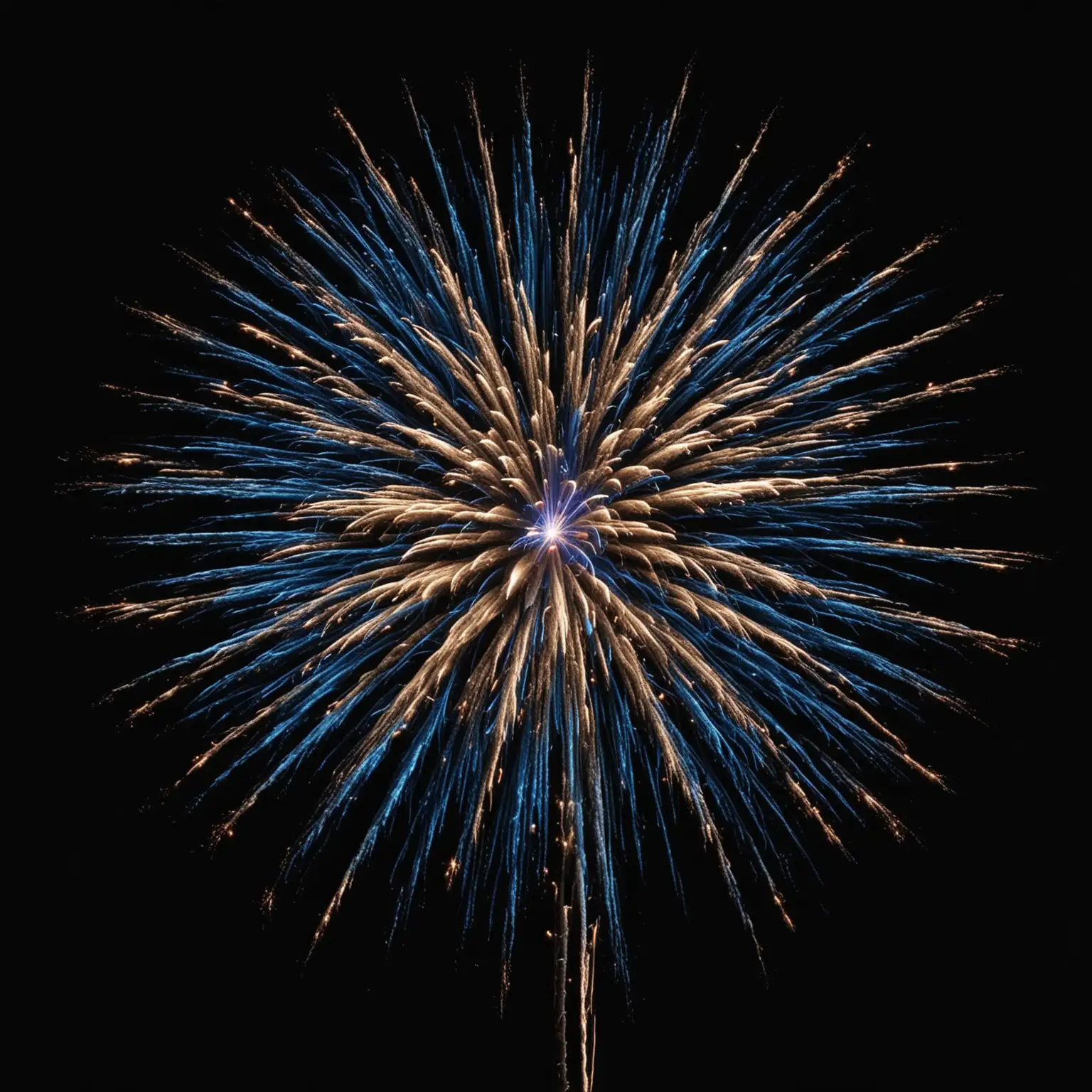 Vibrant Blue Firework Exploding Against a Deep Black Night Sky