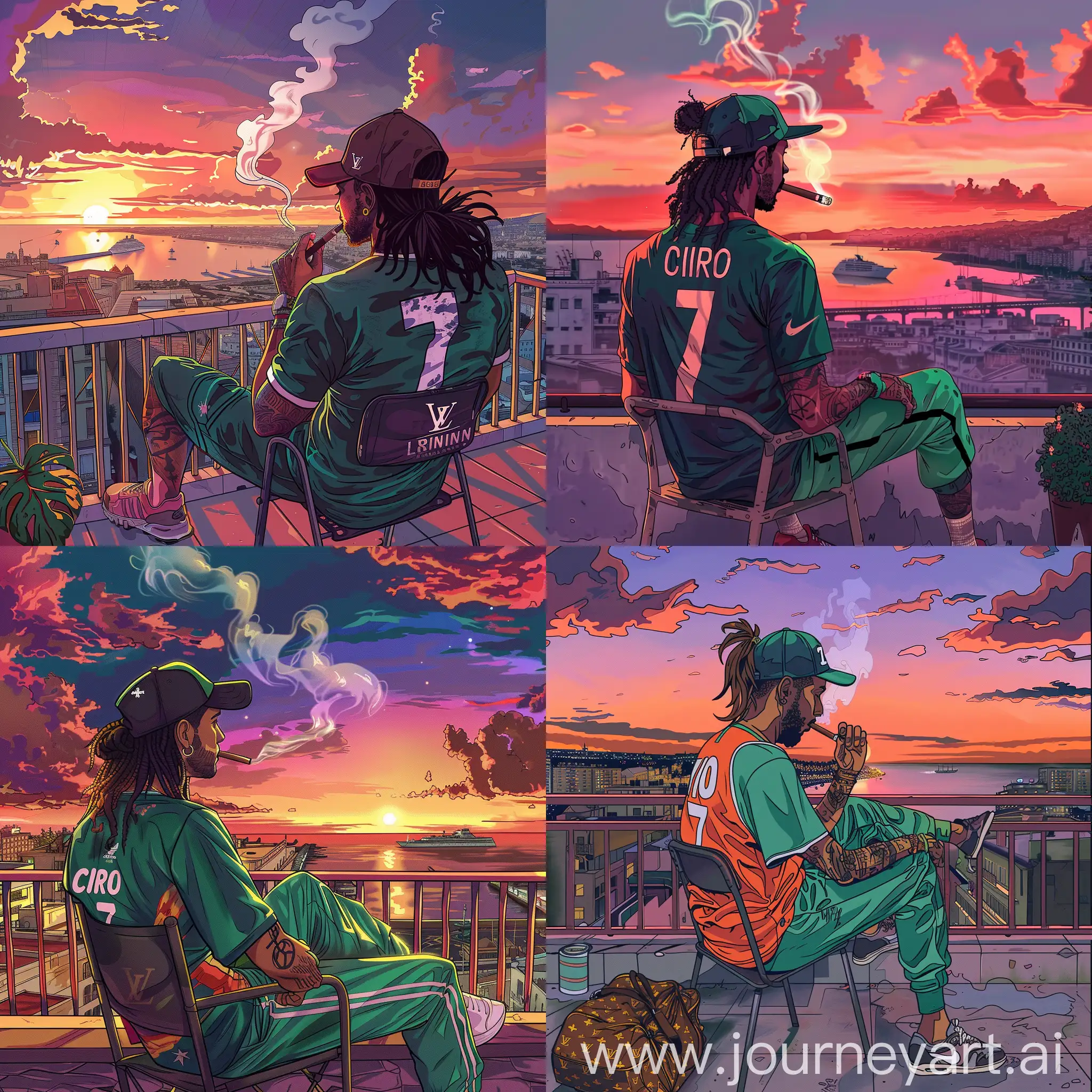 Stylish-Man-in-Algeria-Soccer-Jersey-on-Algiers-Rooftop-at-Sunset