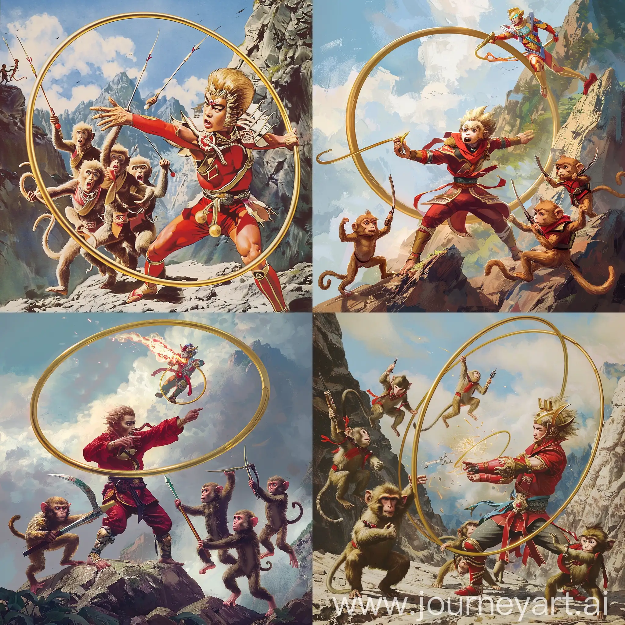 Sun-Wukong-Battles-Ultraman-Team-with-Golden-Hoop-Rod-at-Huaguo-Mountain