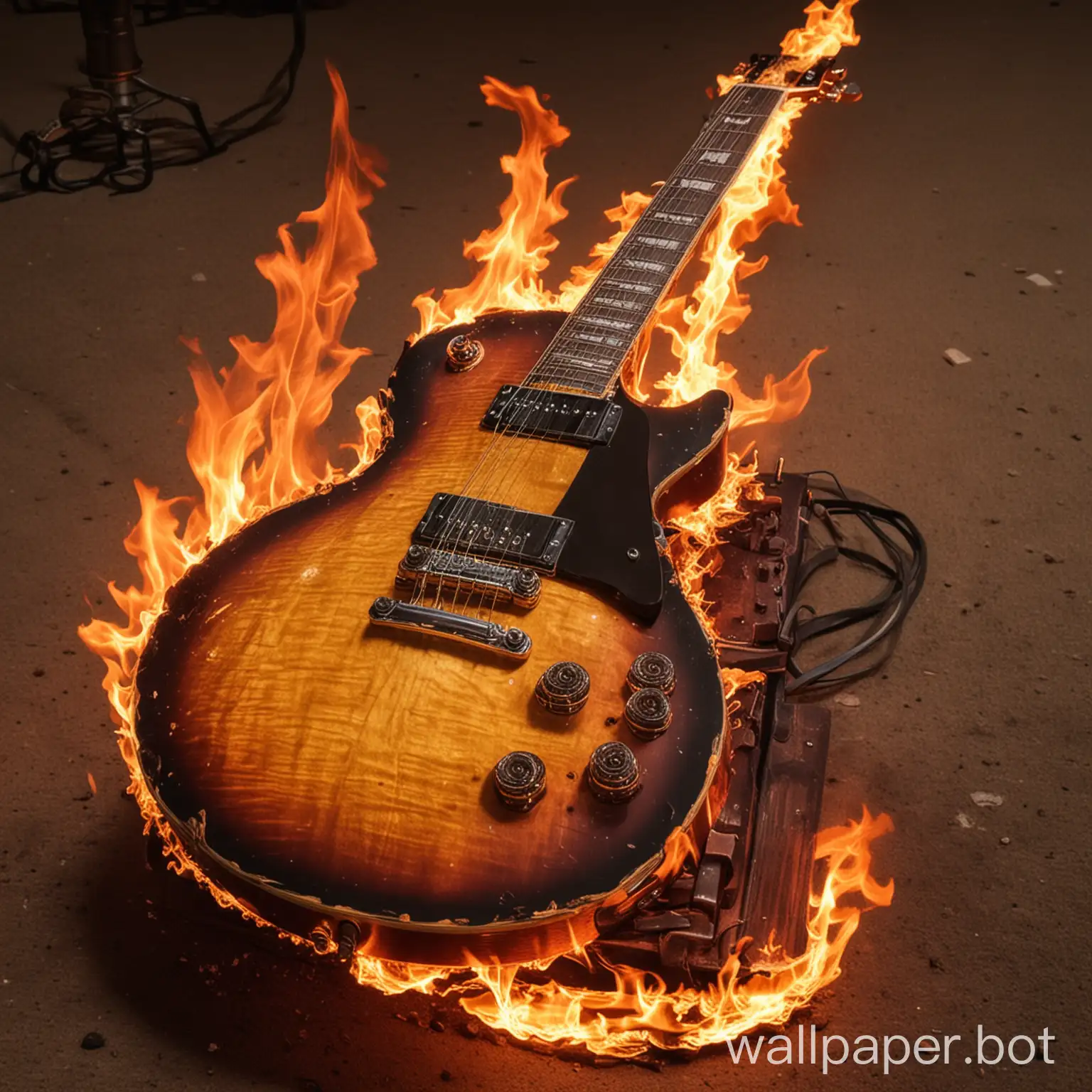 Gibson-Les-Paul-Guitar-in-Flames